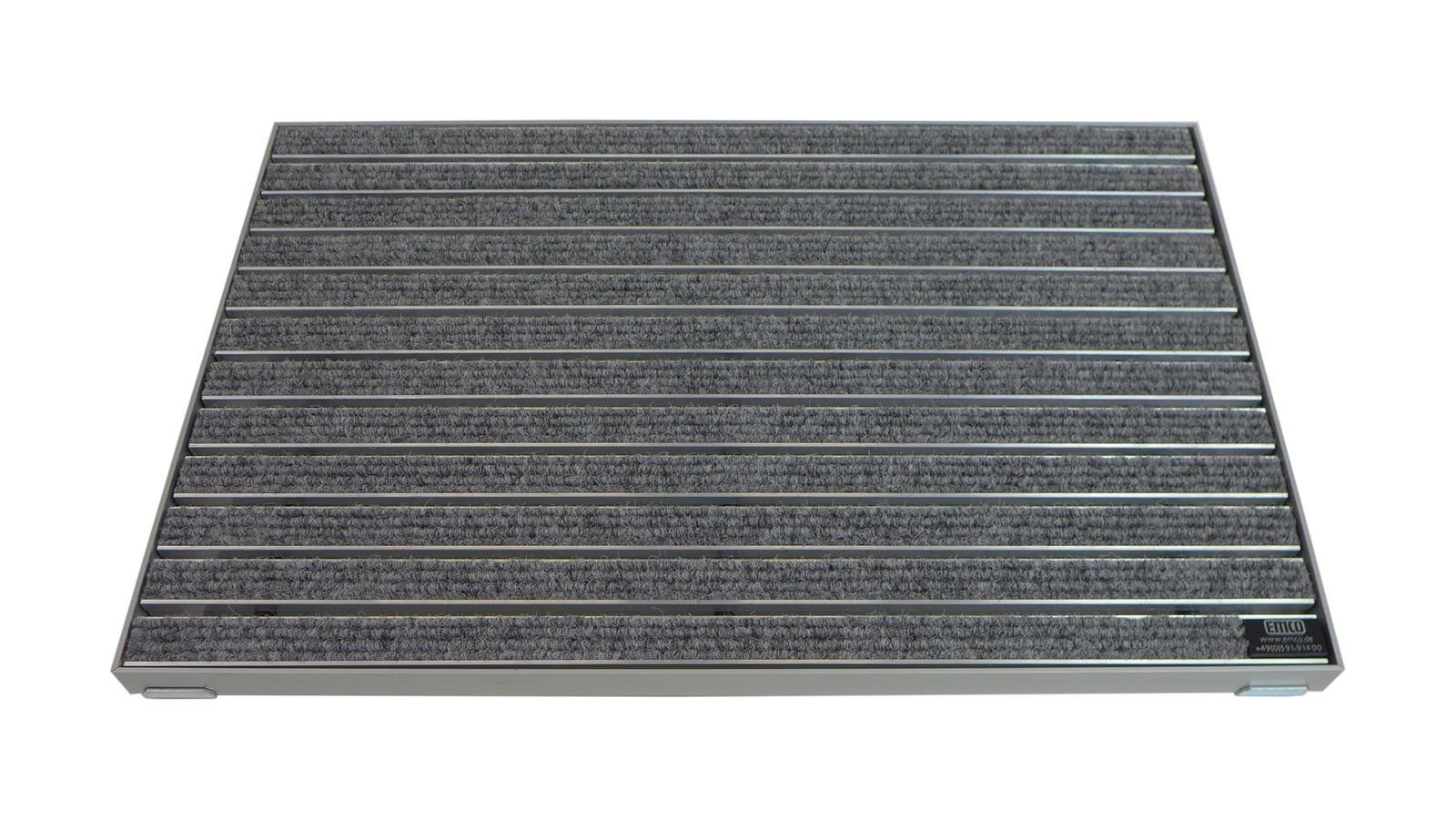 Emco Fußmatte Eingangsmatte DIPLOMAT + Rahmen Aluminium, Rips Hellgrau, rechteckig, Höhe: 15 mm, Größe: 600x400 mm, für Innen- und überdachten Außenbereich
