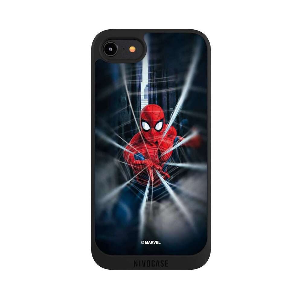 NIVOCASE Handyhülle Marvel Spider-Man Kinofilm Spider-Man Webs In Action, Apple iPhone 7 Handyhülle Hülle NIVOpure Case Schwarz