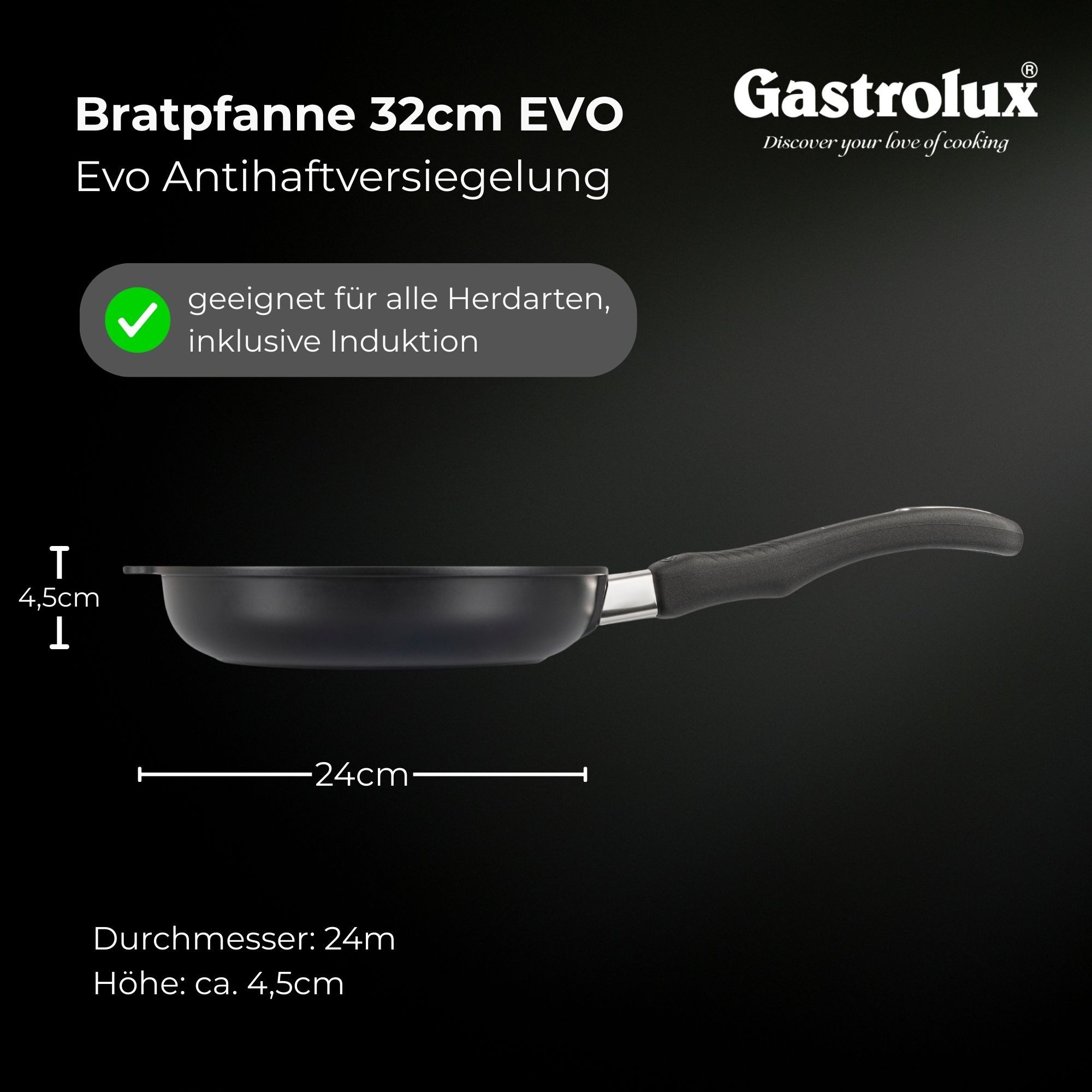 Gastrolux Bratpfanne GASTROLUX EVO-Pfanne Guß-Bratpfanne 24 cm 4,5 cm