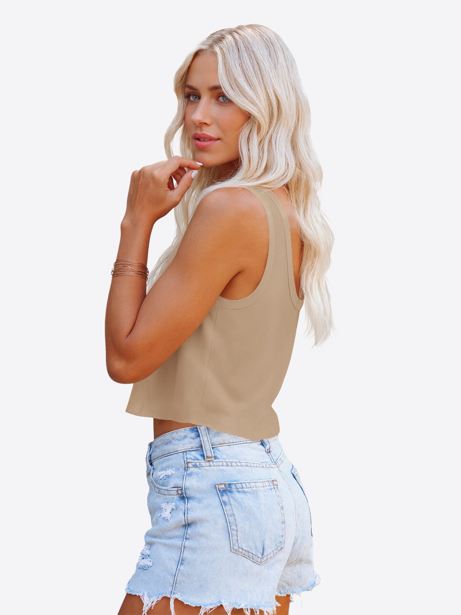 Imily Bela Tanktop Damen Ärmelloses bauchfreies Trainingsshirt (Packung, 1-tlg., 1per-Pack) Einfarbig