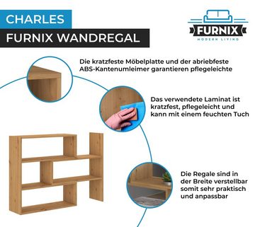 Furnix Raumteiler CHARLES Wandregal ausziehbar Bücherregal Auswahl, 3 Varianten in je 3 Farben