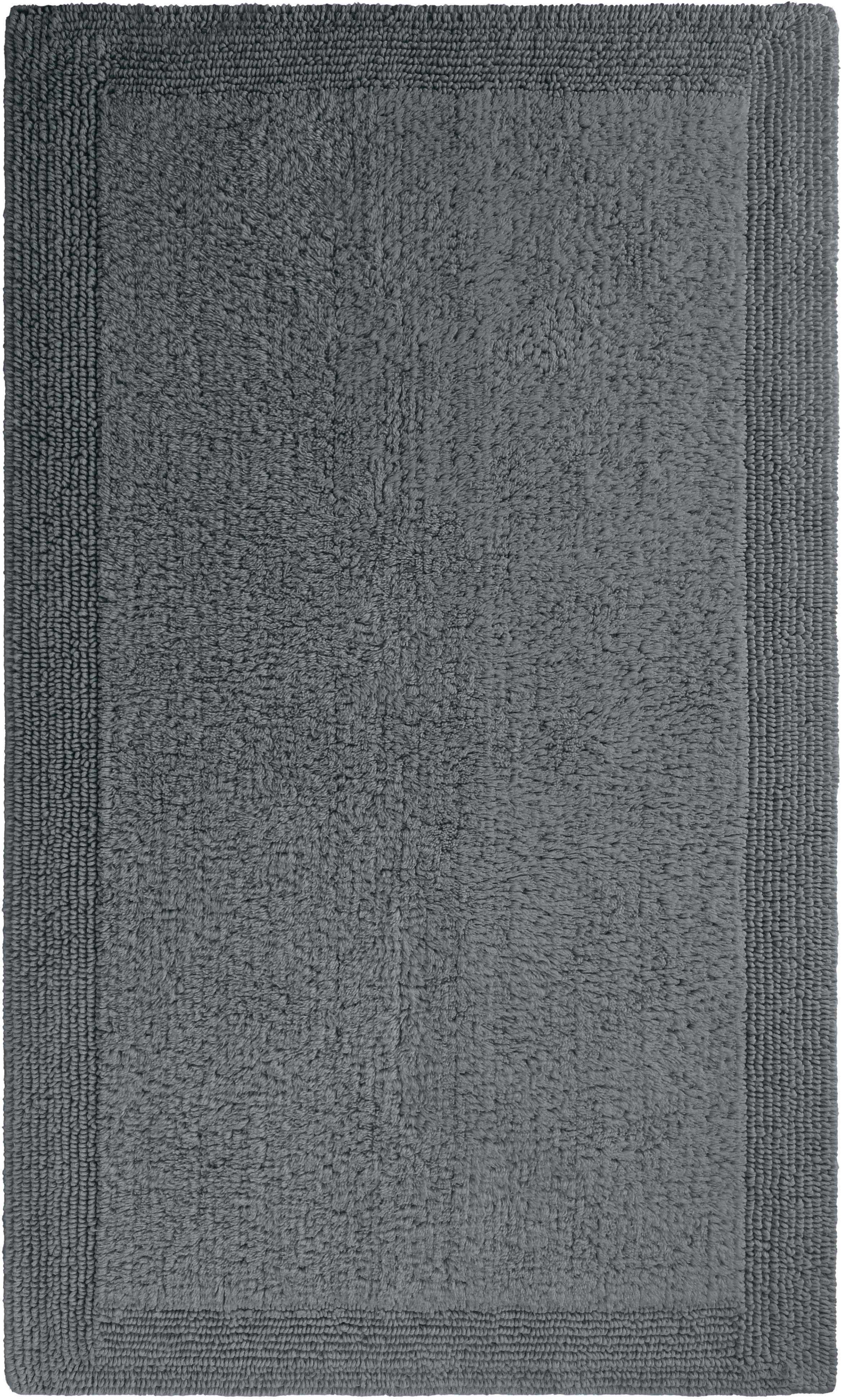 OTTO home Badematte Kapra, Badvorleger, Badezimmer Teppich, Höhe 14 mm, beidseitig nutzbar, fußbodenheizungsgeeignet, strapazierfähig, Baumwolle, rechteckig, mit Bordüre, Badteppich, Badematte, Baumwolle