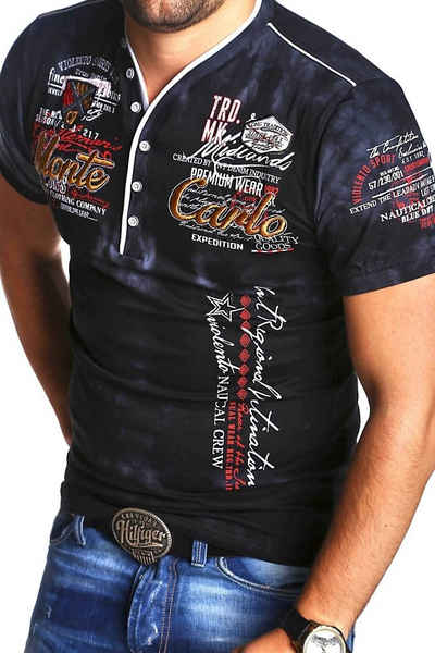 behype T-Shirt EXTEND mit sportiven Prints & Stickerei