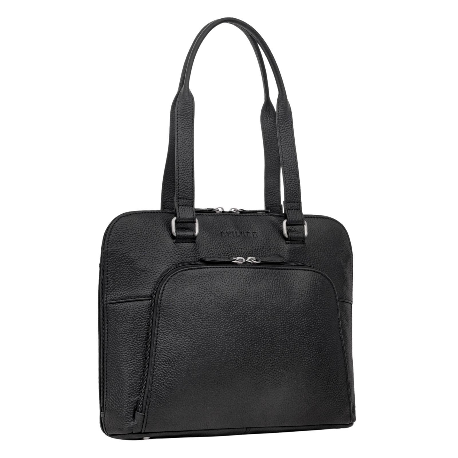 STILORD Handtasche "Hermione" Damen schwarz Businesstasche Leder 13,3"