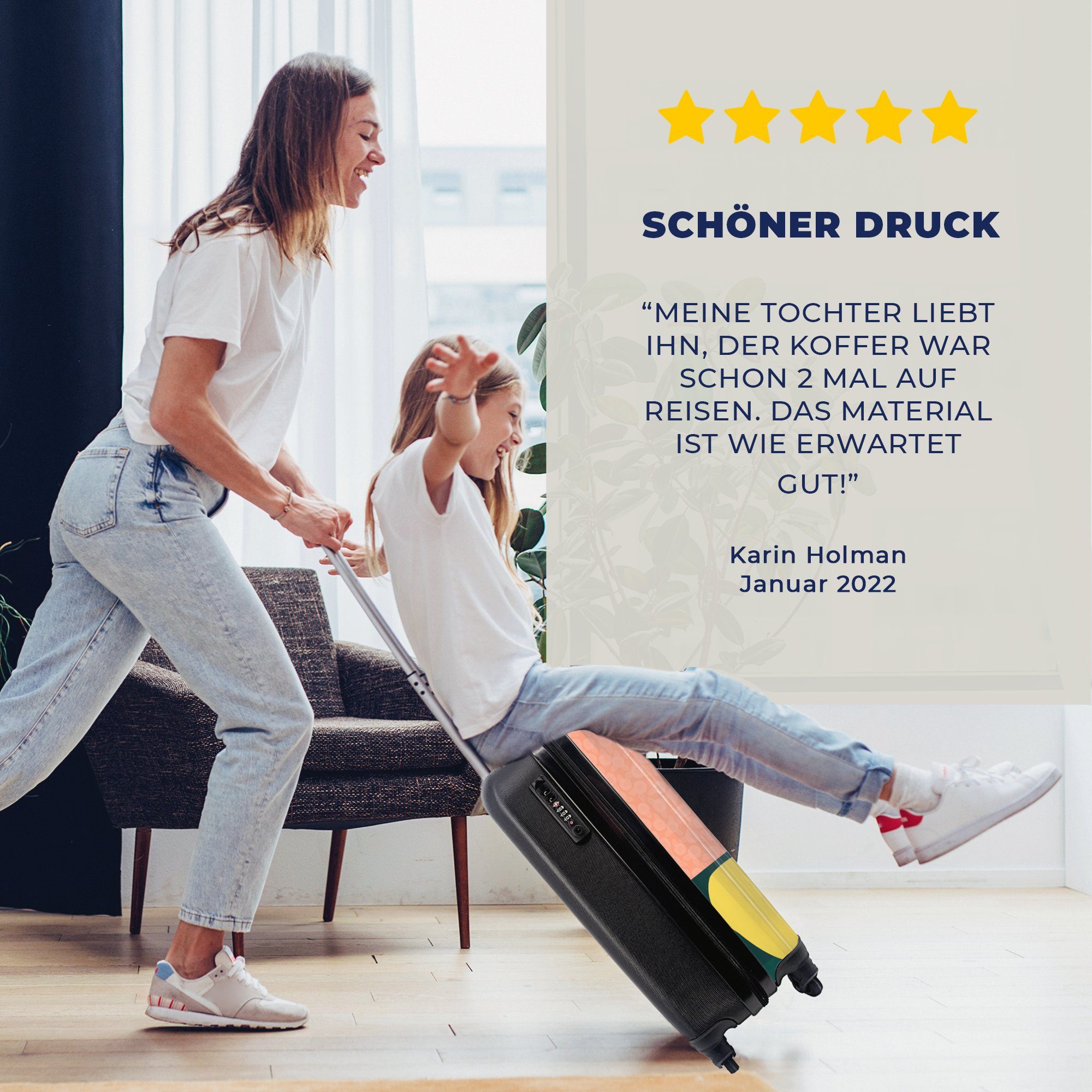 Frau Blumen Handgepäckkoffer - 4 Reisetasche mit Rollen, Retro, Handgepäck Trolley, rollen, Ferien, - MuchoWow Reisekoffer für