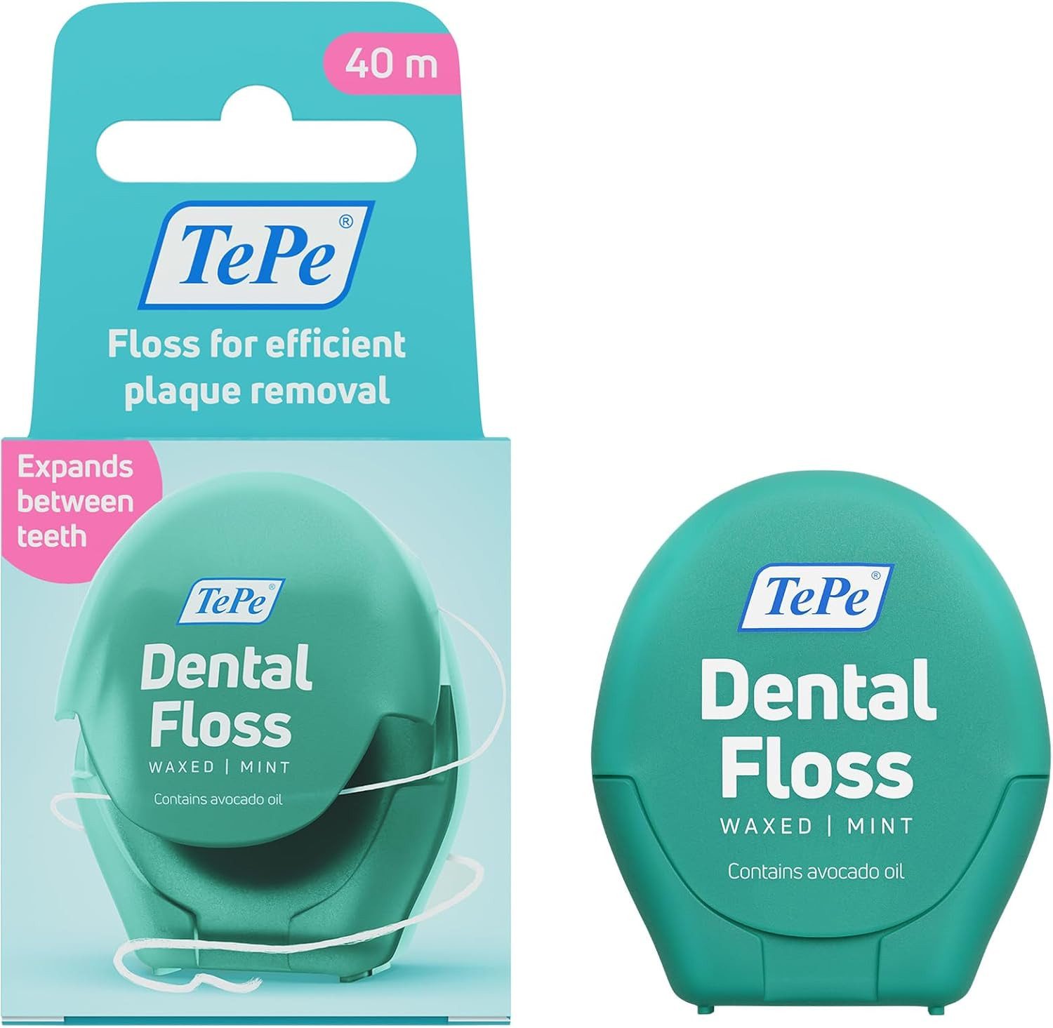 TePe Zahnseide 3er Set Tepe Dental Floss, 3x40m, (3er Set Tepe Dental Floss, nachhaltige Zahnseide, 3x40m, 3-St), sich ausdehnende Zahnseide mit Minzgeschmack