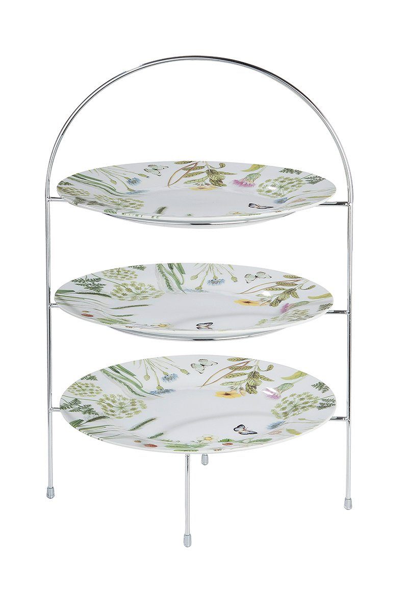 GILDE Dekoetagere Porzellan 3er Etagere Wild Flowers 2er Set (BxHxL) 34 cm x 46 cm, Etagere mehrere Etagen Servierplatte