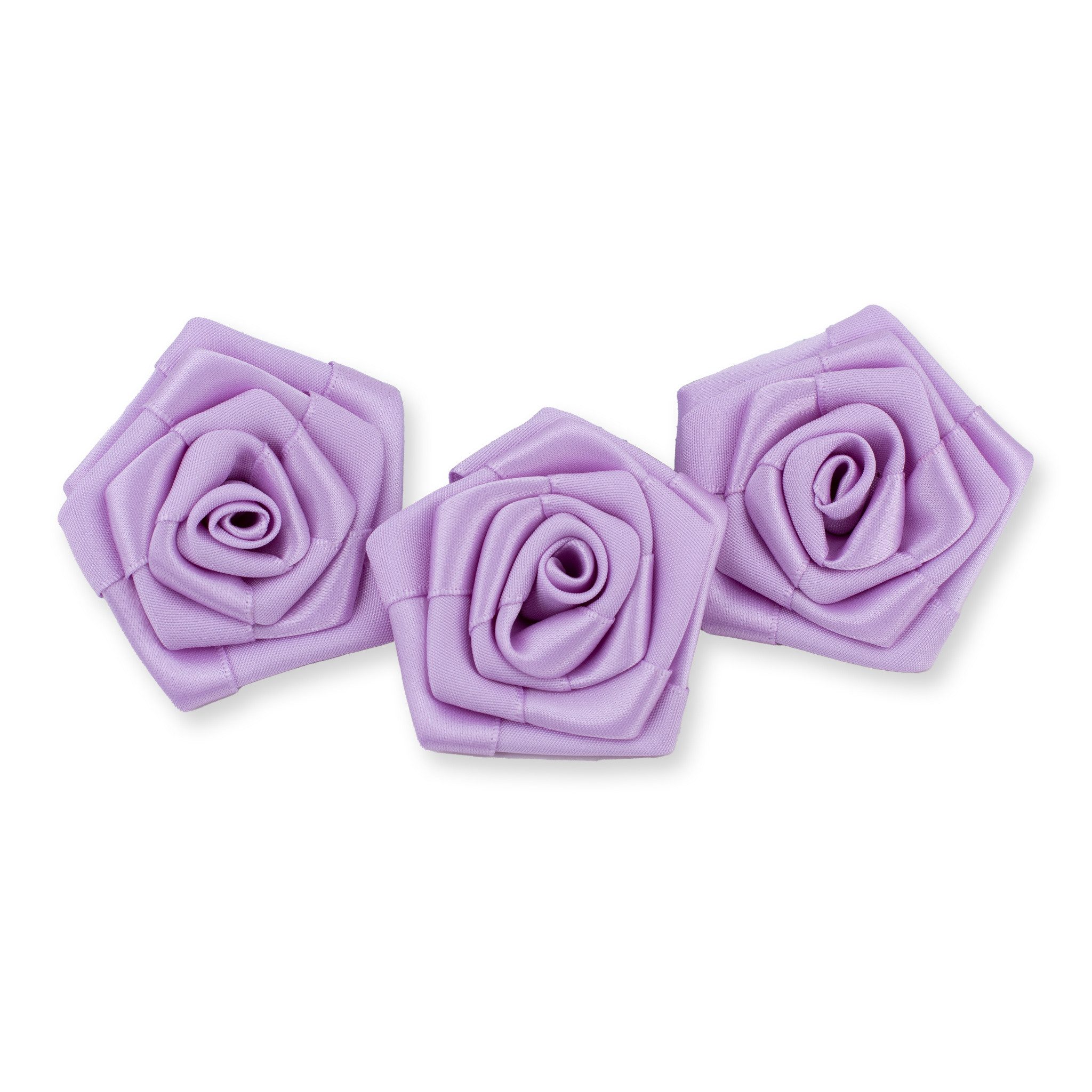 Creativery Streudeko, Satinrosen 6cm zum Basteln & Aufnähen 3 Stück Helllila