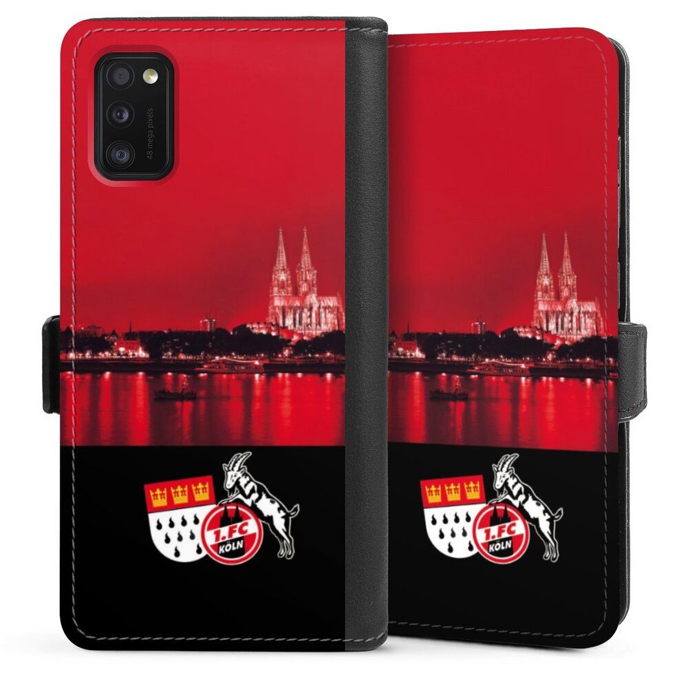 DeinDesign Handyhülle Skyline 1. FC Köln Offizielles Lizenzprodukt Skyline Köln Rot, Samsung Galaxy A41 Hülle Handy Flip Case Wallet Cover