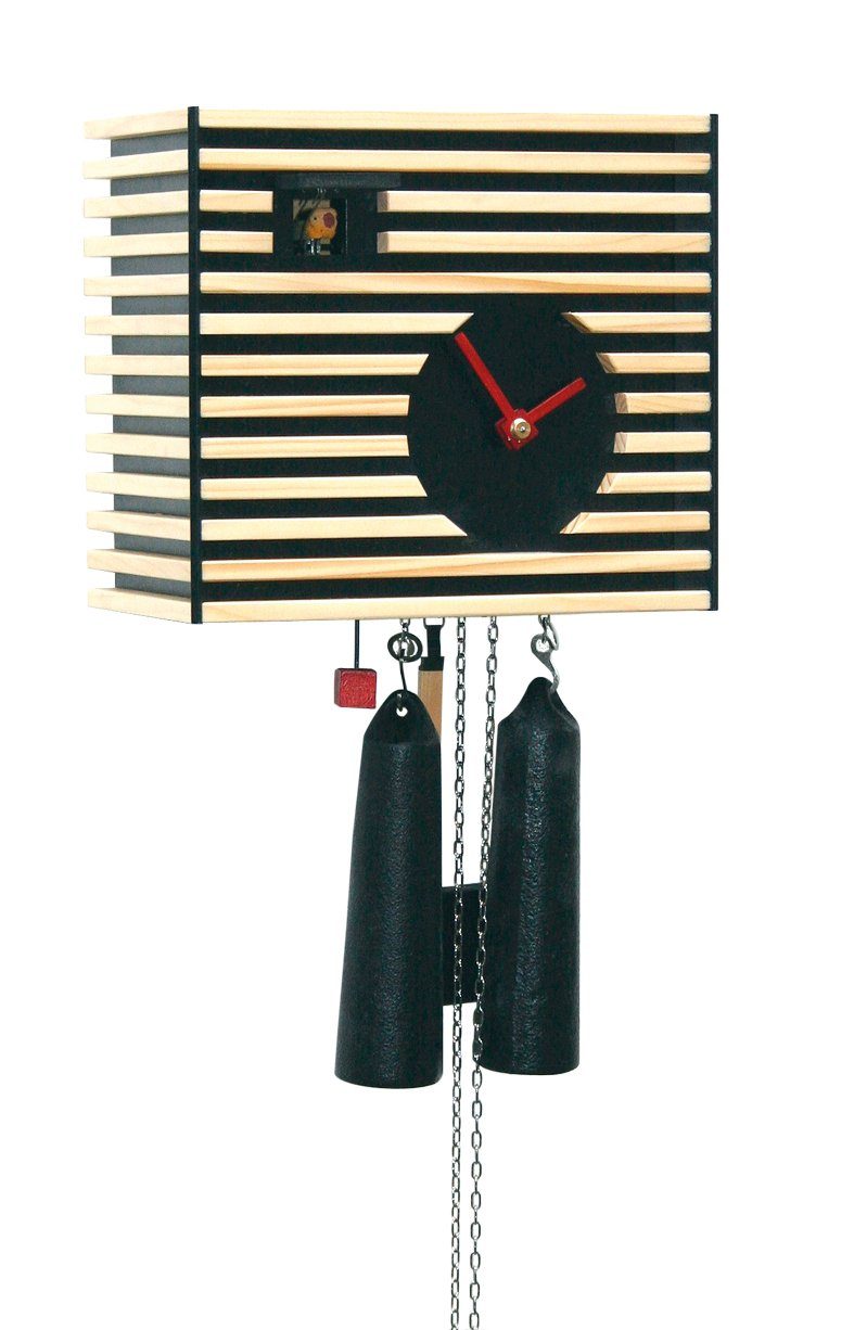 Rombach & Haas Pendelwanduhr Kuckucksuhr im Bauhaus-Stil CS34 (hörbare Tickgeräusche)