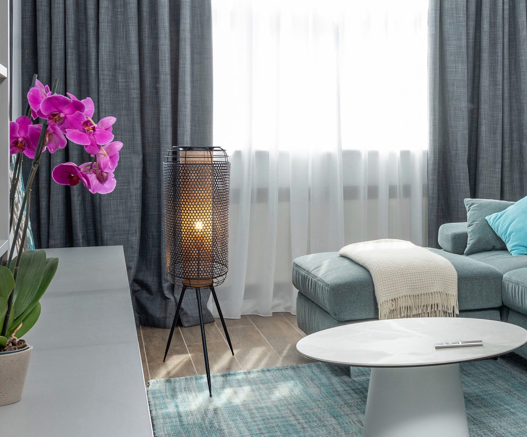 NOWA Stehlampe DENTON, ohne Leuchtmittel, Stehleuchte, Geflecht, Wohnzimmer, Schlafzimmer, Flur