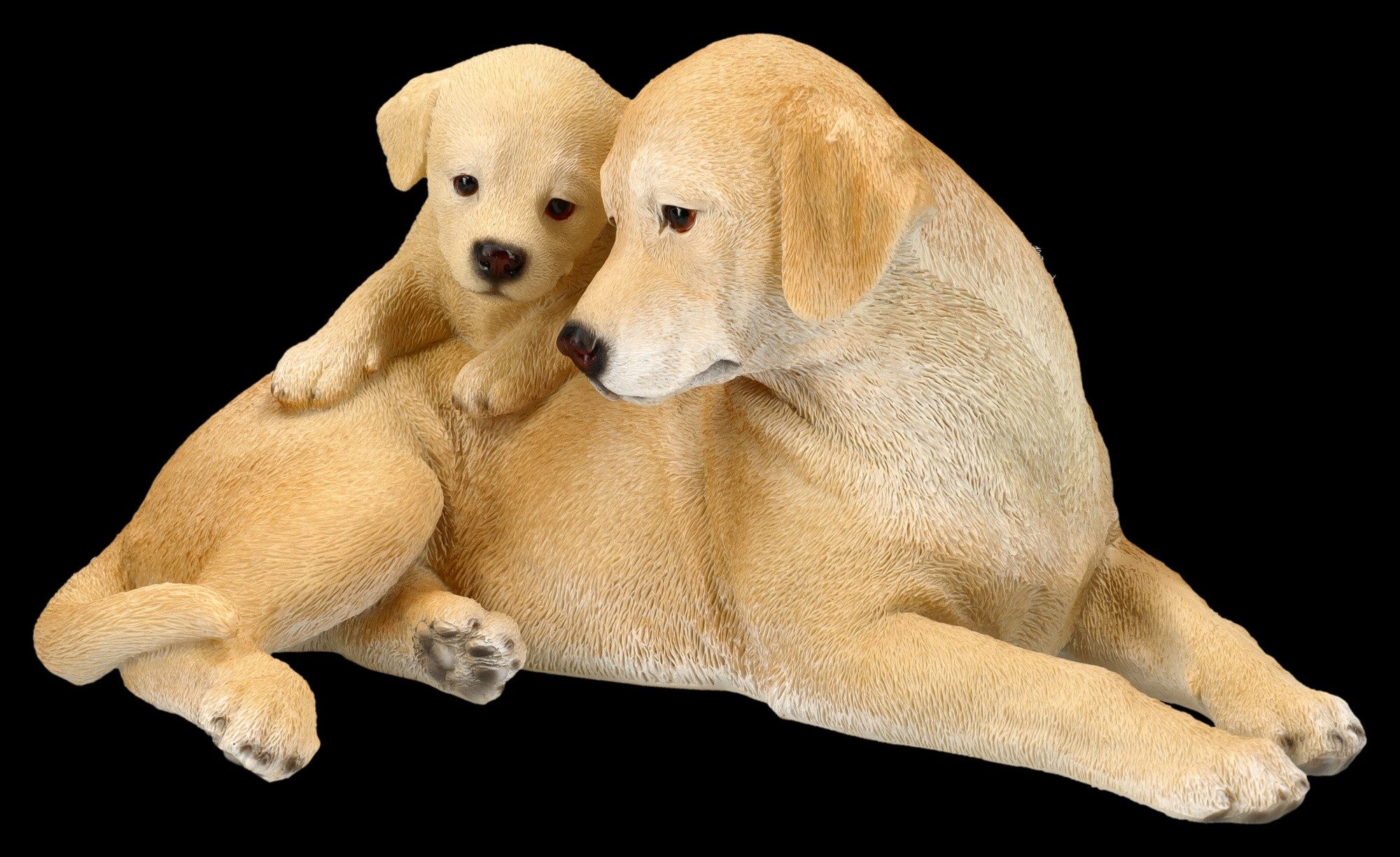 Figuren Shop GmbH Tierfigur Gartenfigur Hunde - Labrador Retriever mit Welpe - Dekofigur Tierfigur