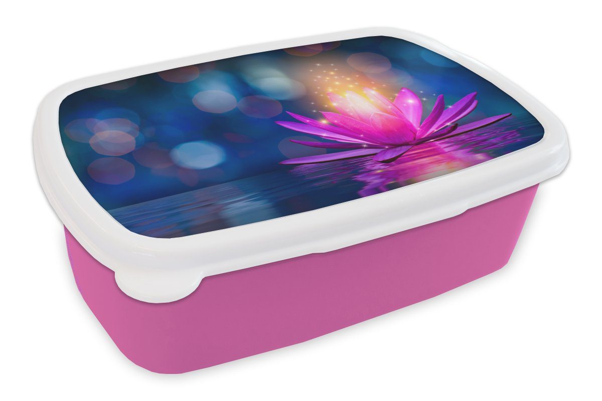 Wasser, Brotbox Blumen rosa (2-tlg), - Brotdose Lotus Erwachsene, Kinder, Lunchbox - Snackbox, für Kunststoff Kunststoff, Mädchen, MuchoWow