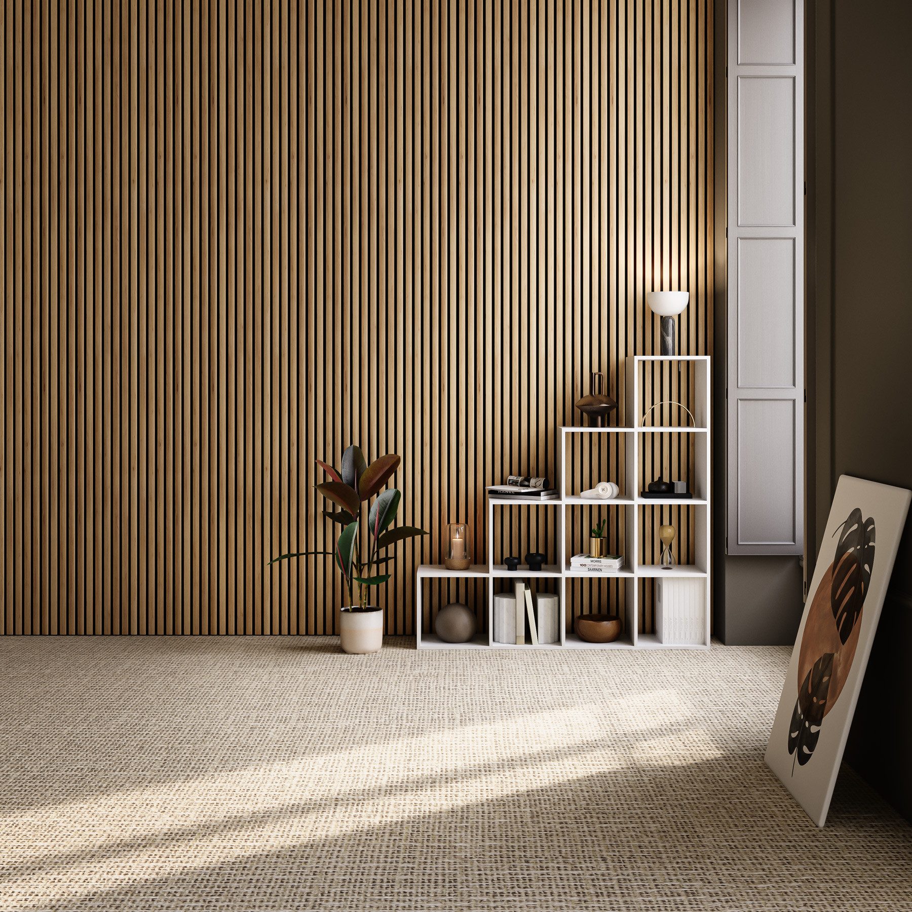 tectake Wandpaneel Akustikpaneele aus MDF und Echtholzfurnier - Eiche, BxL: 60x120 cm, 0.72 qm, (Holzpaneele Sonic Wall, 2-tlg., Größe flexibel anpassbar) schallabsorbierender Filz, einfache Montage mit Kleber oder Schrauben