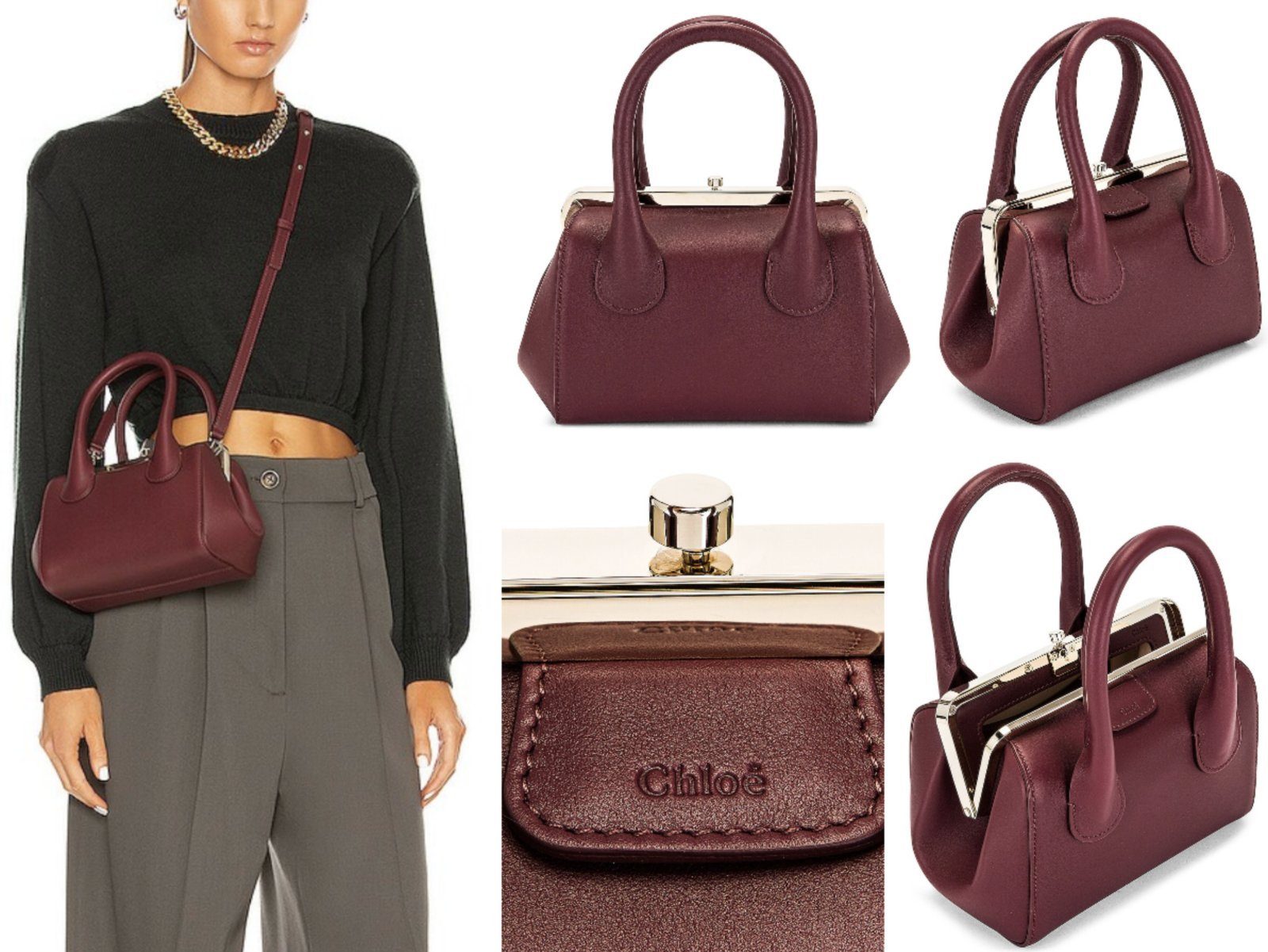 Chloé Schultertasche CHLOÉ Joyce Mini Frame Shoulder-Bag Leather Tasche Schultertasche Umhä