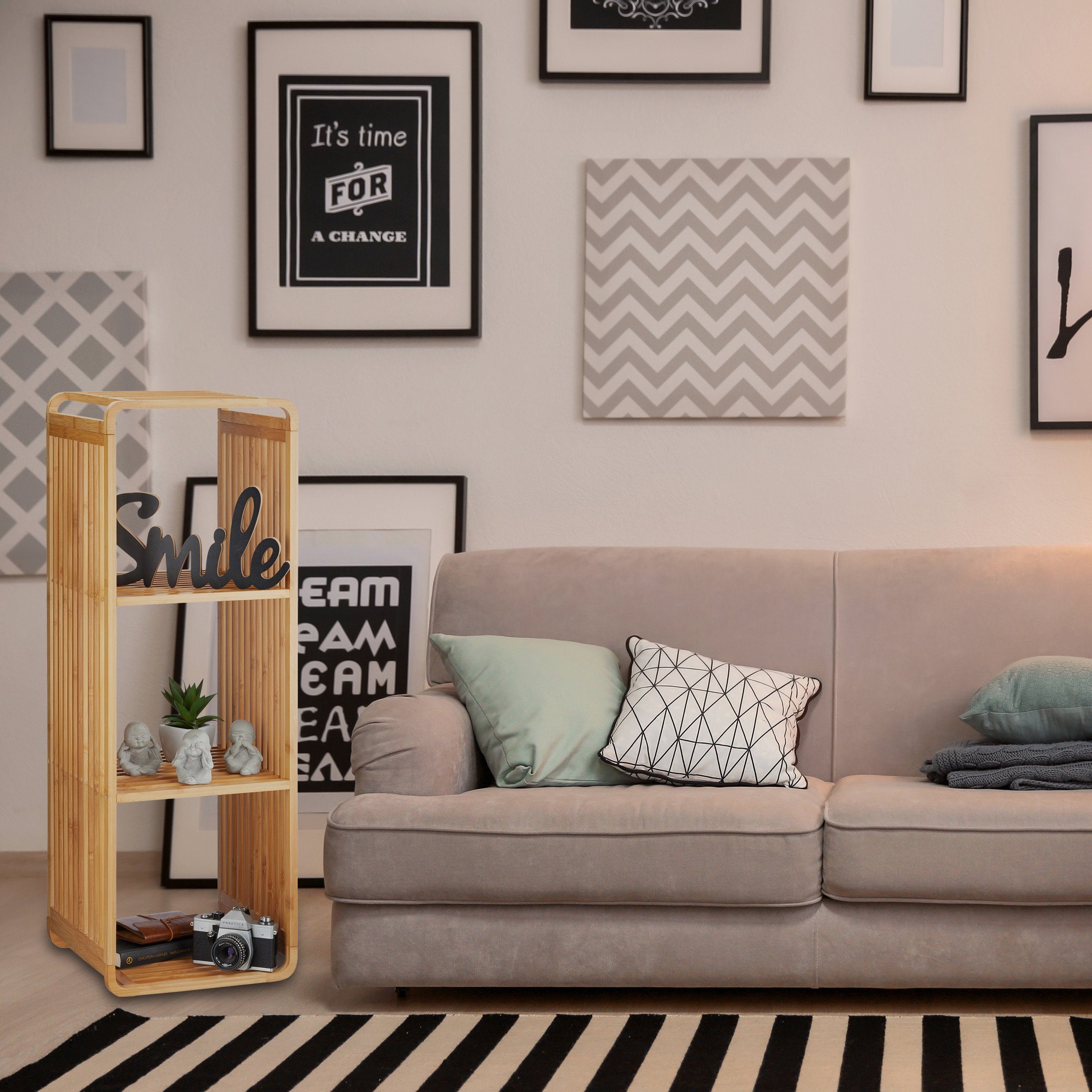 relaxdays Badregal Bambus Regal mit Ablagen, 4 günstig online kaufen