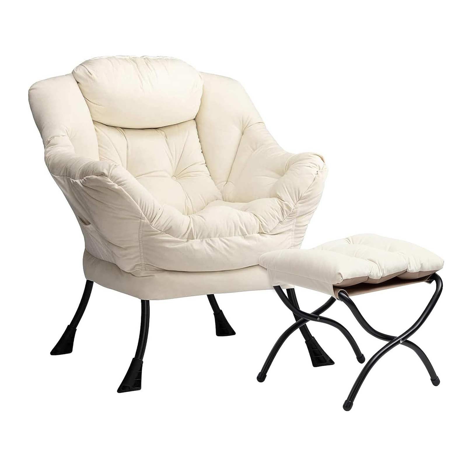 SKYMOVE Ohrensessel Relaxsessel mit Hocker ergonomisch, Loungesessel bequem weich (Set)