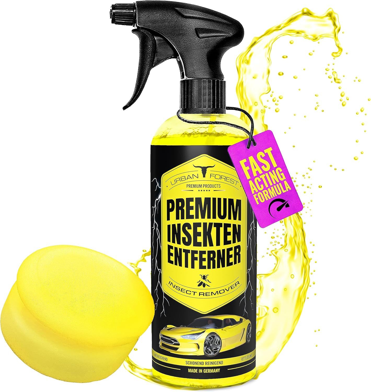 Sparset Auto Insektenentferner + Schwamm zur Reinigung 500ml Auto-Reinigungsmittel