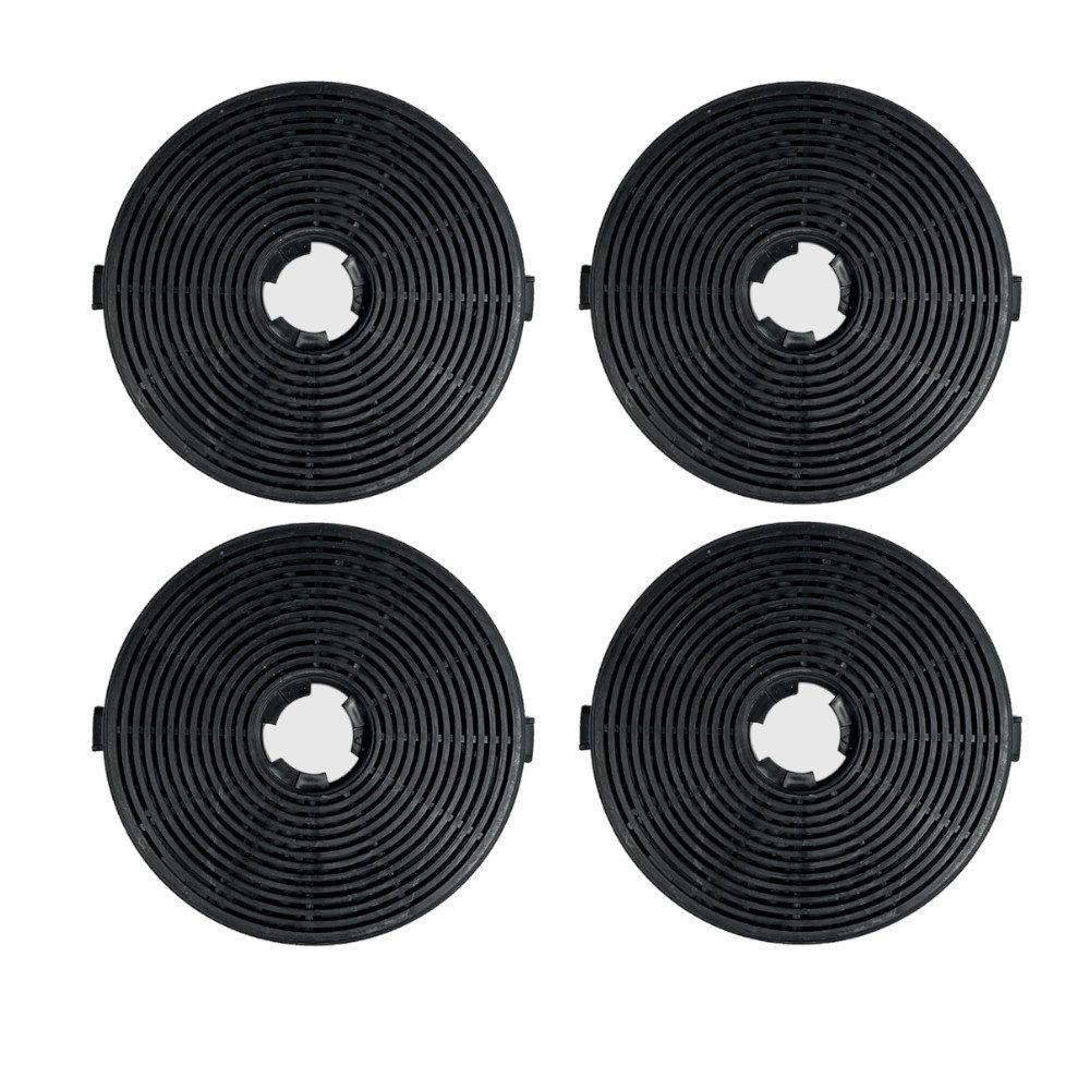 Trade-Shop Aktivkohlefilter 4x passend für Klarstein 10032844, PKM CF140 PRCF140, PROKIRA PRCF140, Zubehör für Dunstabzugshauben - Ersatzfilter, Kohlefilter, Durchmesser: 11cm / Höhe: 2,5cm / Material: Kohlefasern, Kunststoff