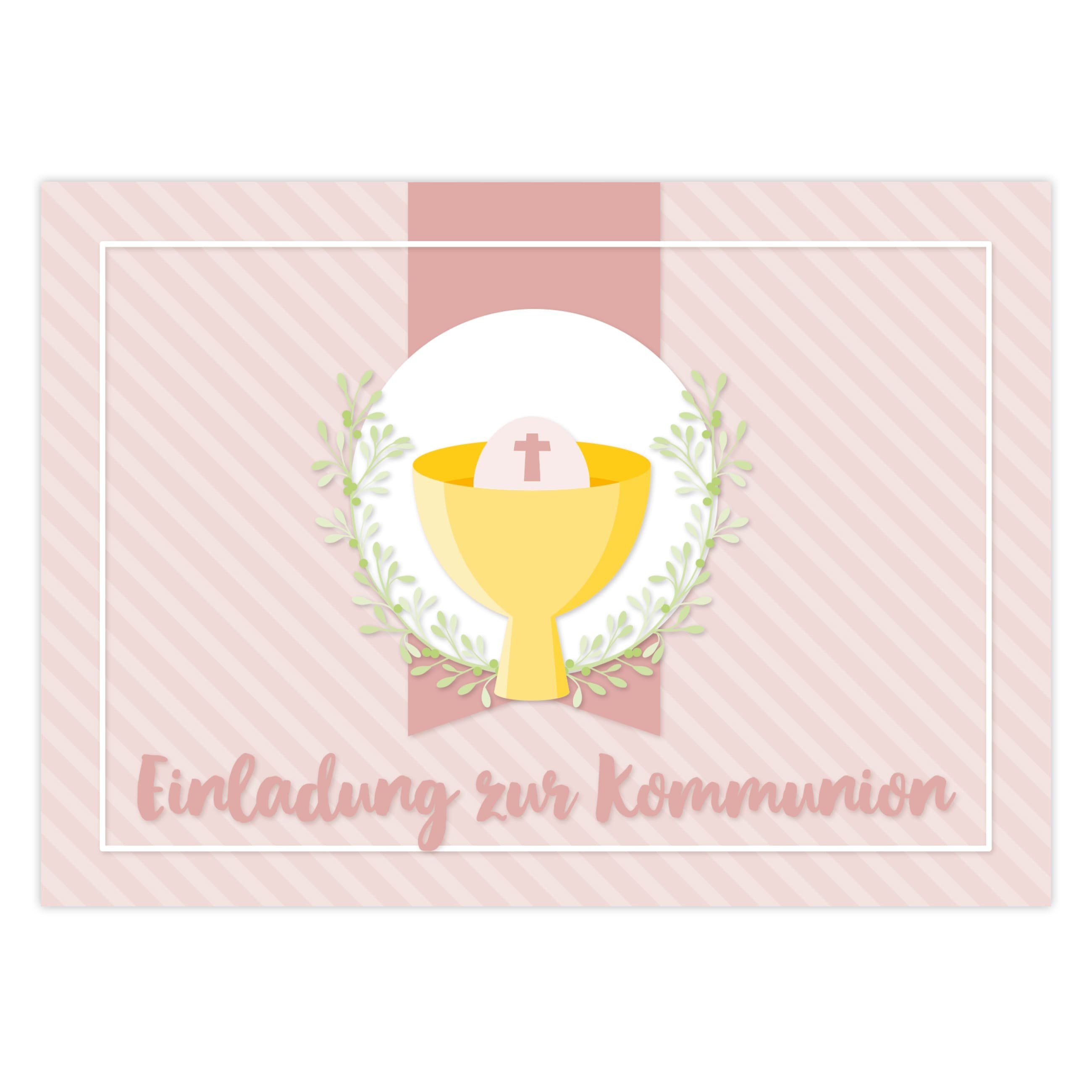 PAPIERDRACHEN Kommunionskarte 12 Einladungskarten zur Kommunion - Einladung zur Heiligen Kommunion, für Mädchen und Jungen -hochwertig gedruckt in DIN A6