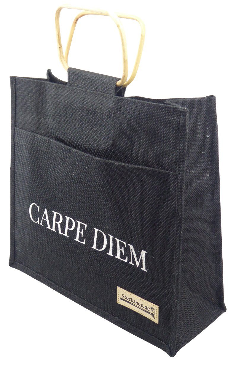 Stockshop Gehstock Stockshop CARPE DIEM Geschenkverpackung Jute-Tasche schwarz mit stabil