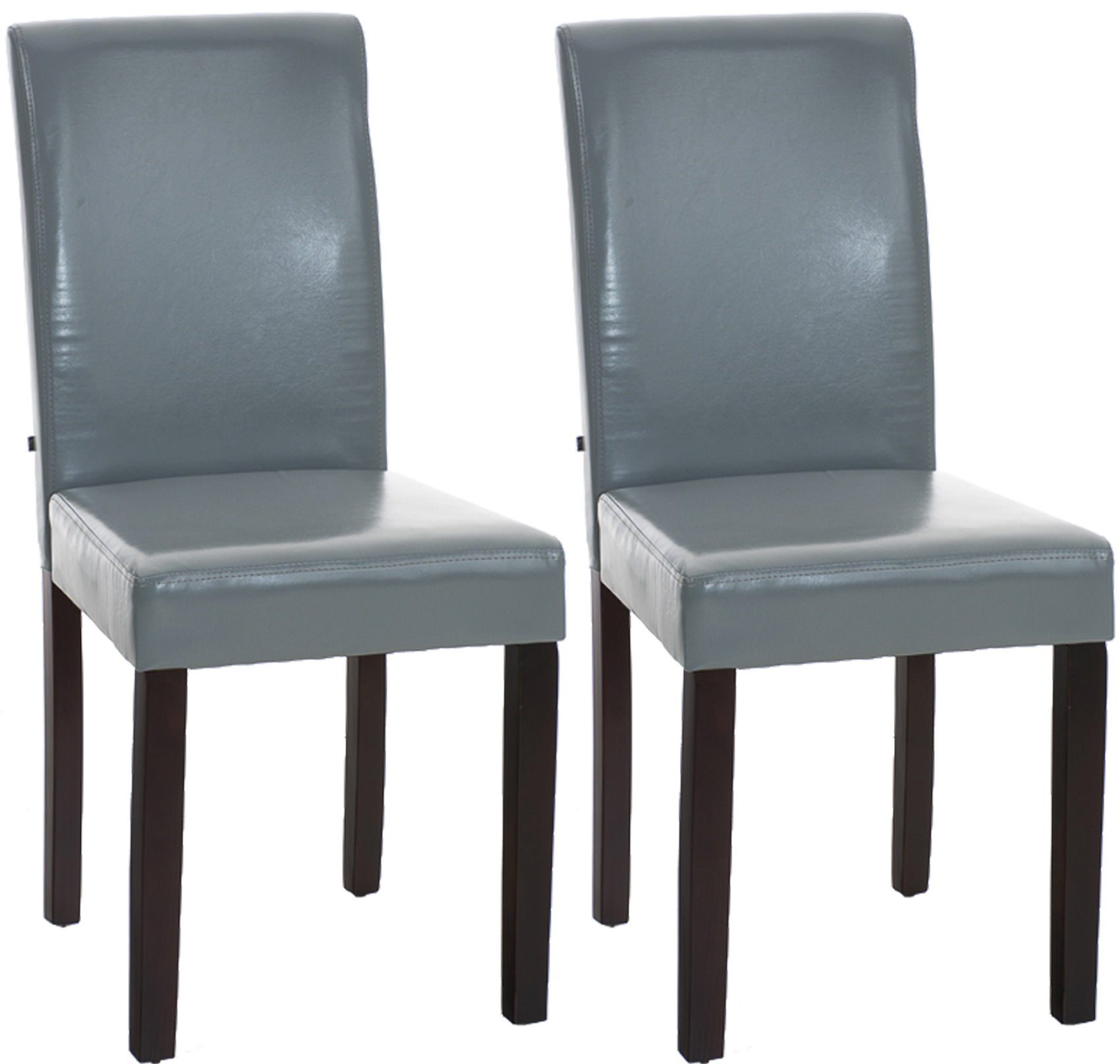 TPFLiving Esszimmerstuhl Ines mit hochwertig gepolsterter Sitzfläche - Konferenzstuhl (Küchenstuhl - Esstischstuhl - Wohnzimmerstuhl, 2 St), Gestell: Holz dunkelbraun - Sitzfläche: Kunstleder grau