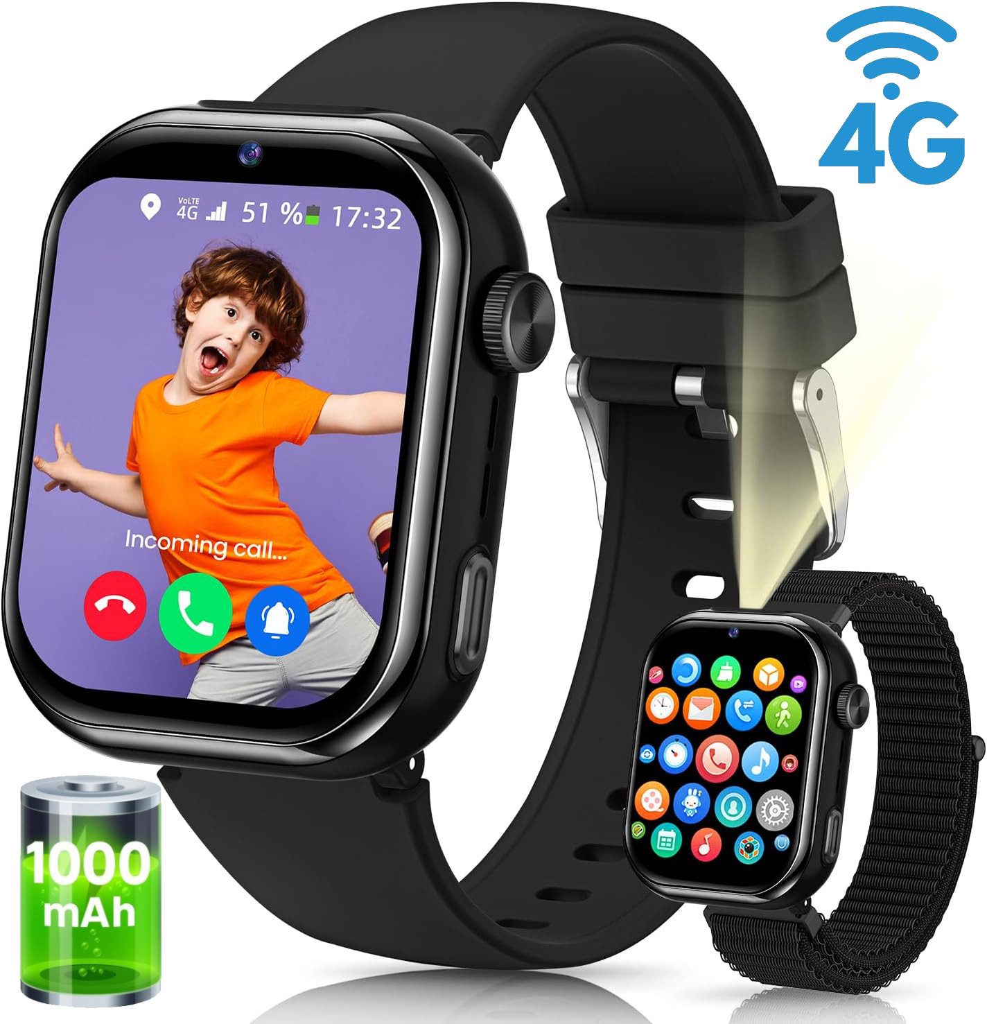 2025 NEW 1000mAh 4G Kinder Smartwatch mit GPS & Telefonfunktion Smartwatch