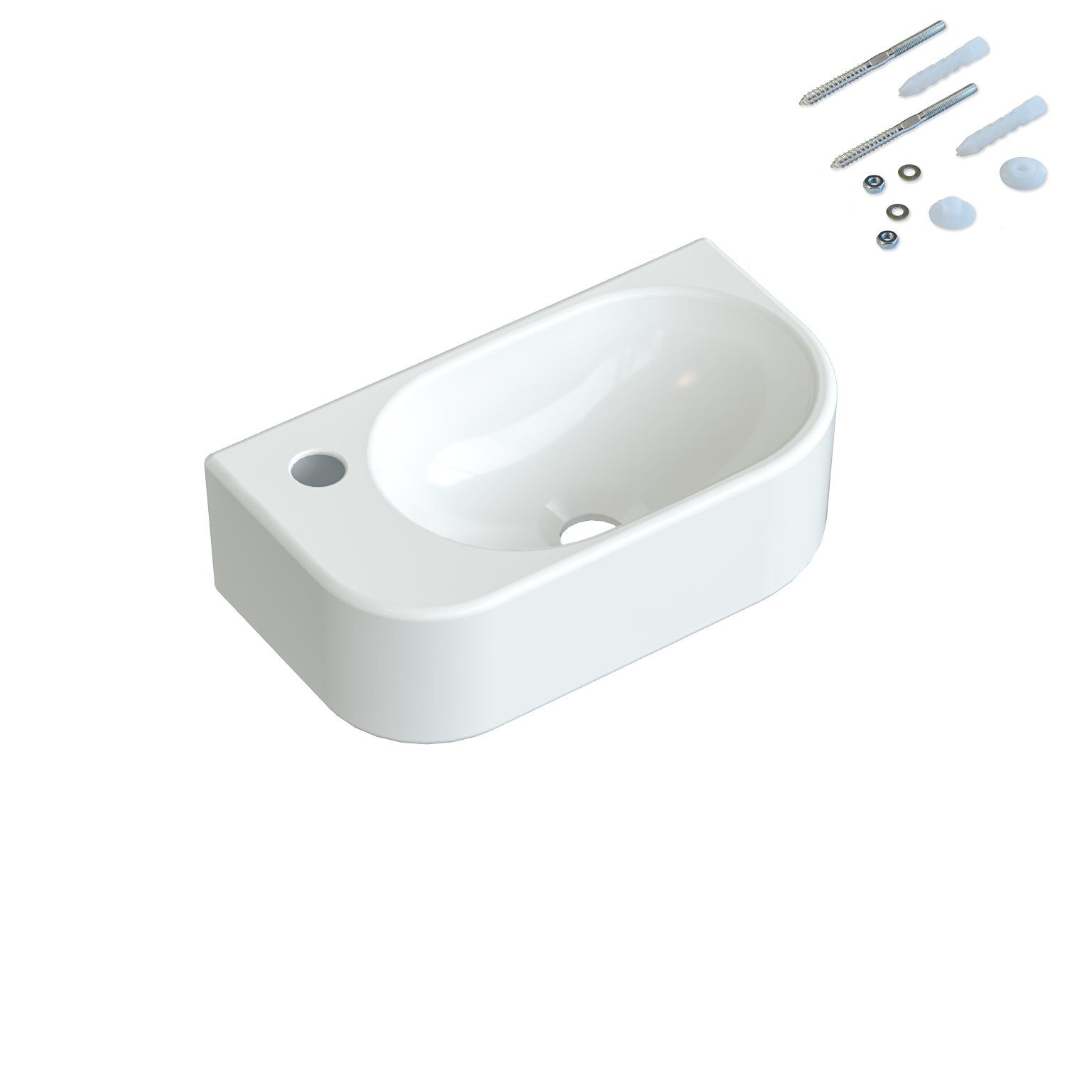 AQUABATOS Waschbecken Aufsatzwaschbecken mit/ohne Hahnloch rund oval eckig günstig online kaufen