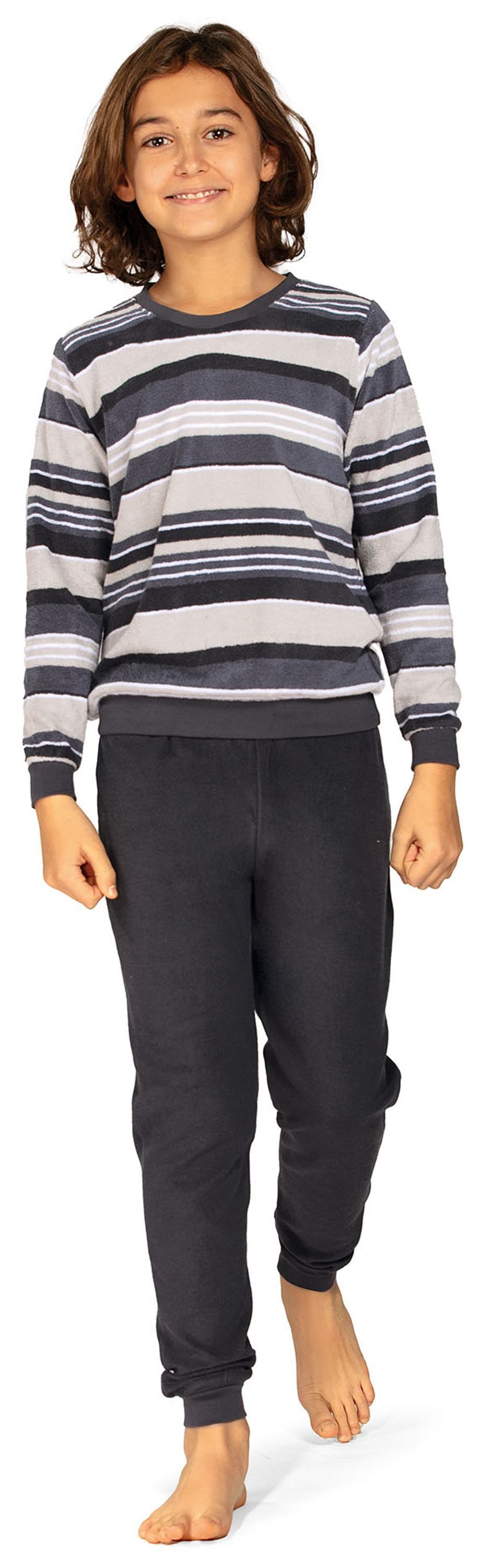 Comte Schlafanzug Comte Kids (Set, 2 tlg., 2-teilig) Jungen Pyjama Frottee lang Langarm Baumwolle Ringel