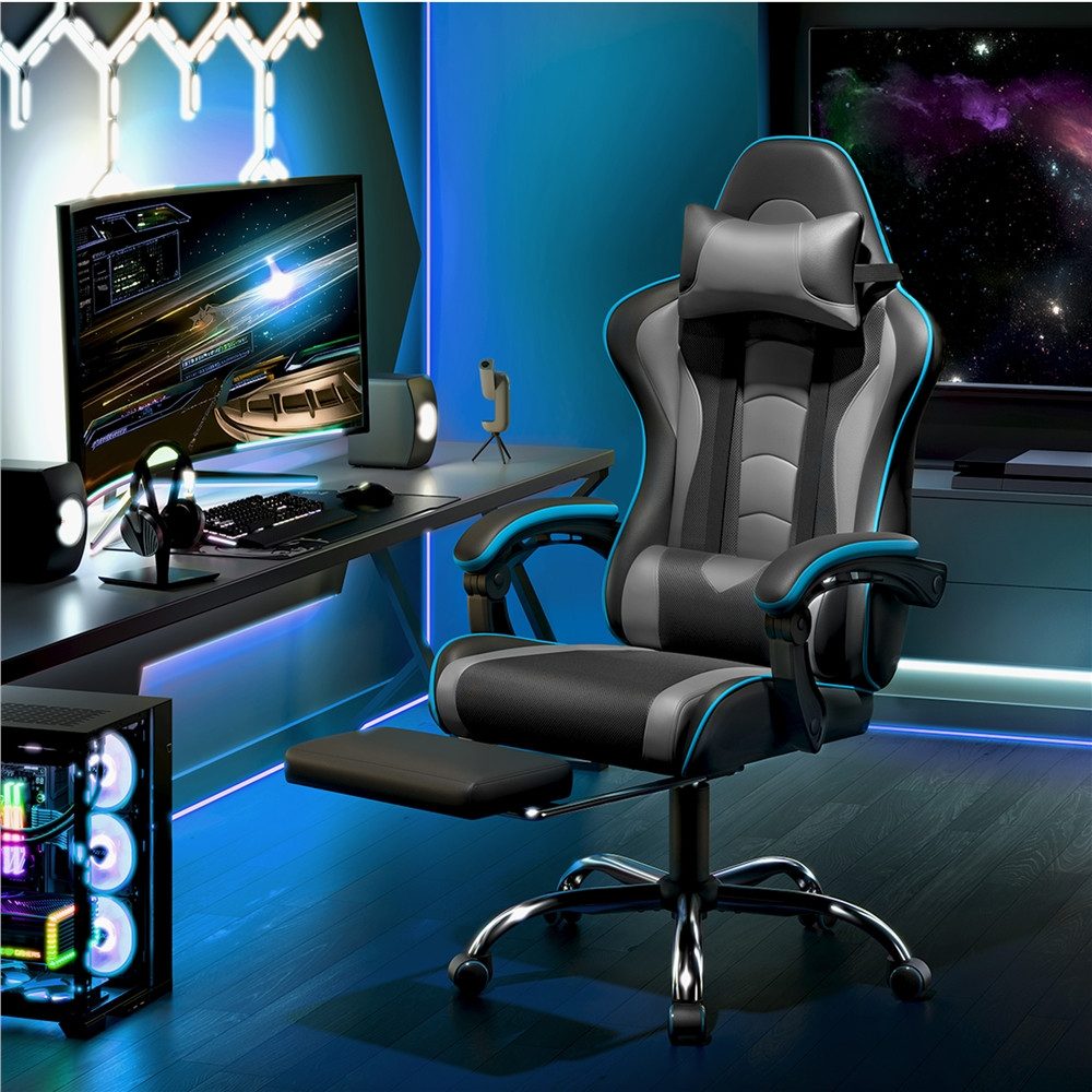 Yaheetech Gaming-Stuhl mit Massagefunktion & Kopfstütze günstig online kaufen