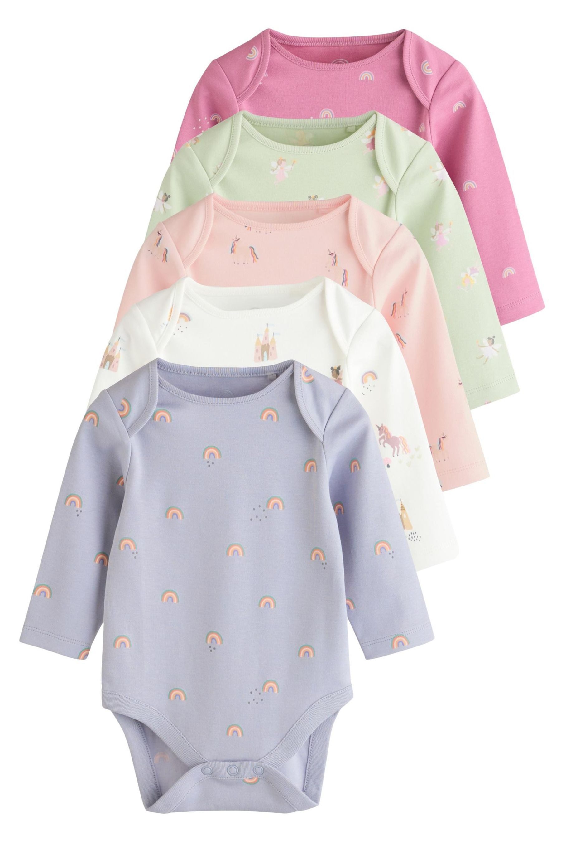 Next Langarmbody Baby Bodysuits aus 100 % Baumwolle im 5er-Pack (5-tlg)