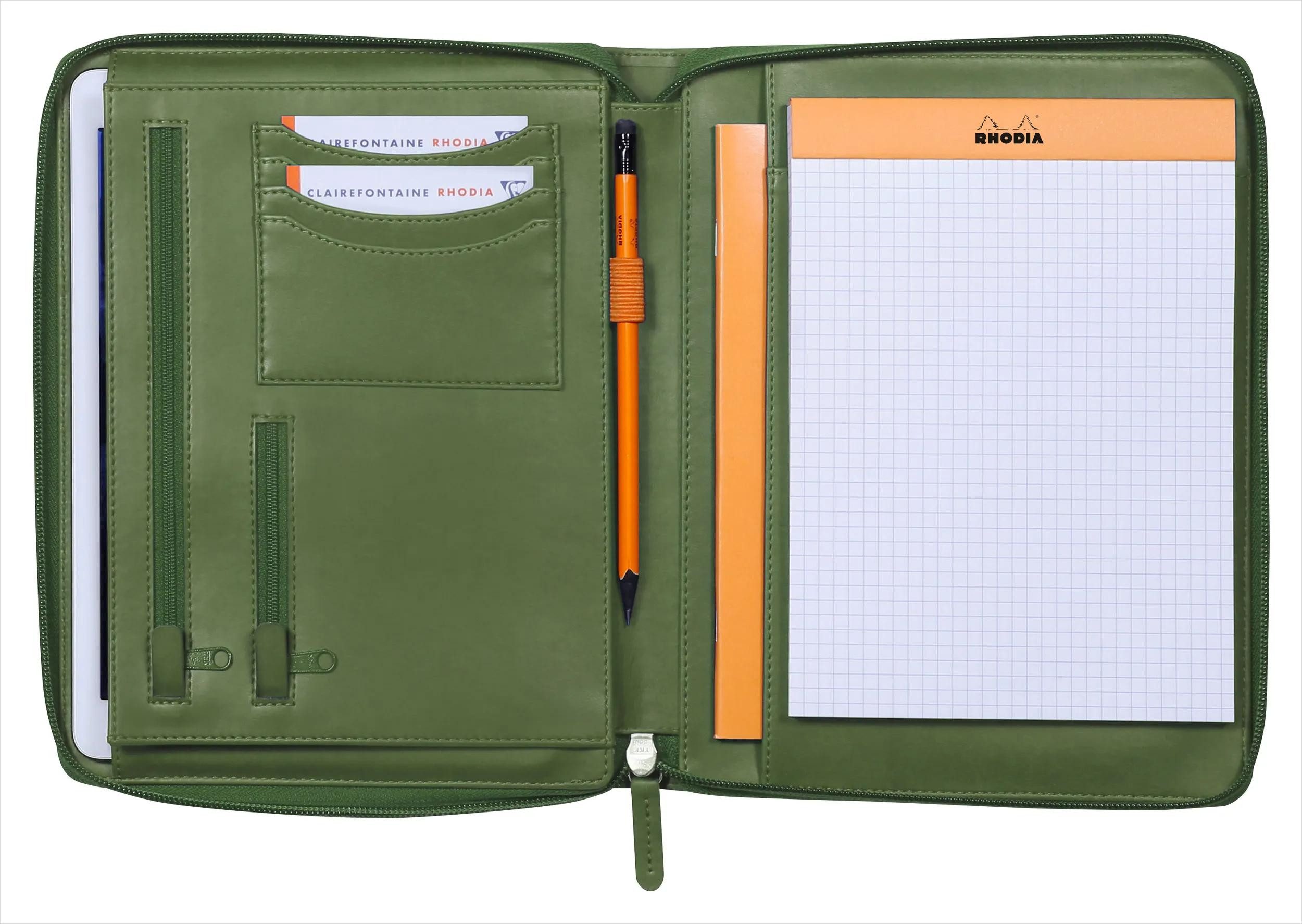EXACOMPTA Aktentasche Konferenzmappe kleines Modell 19,5x25,5 cm Block A5 Salbeigrün 168102C, Rhodia, Blöcke, Hefte und Notizbücher