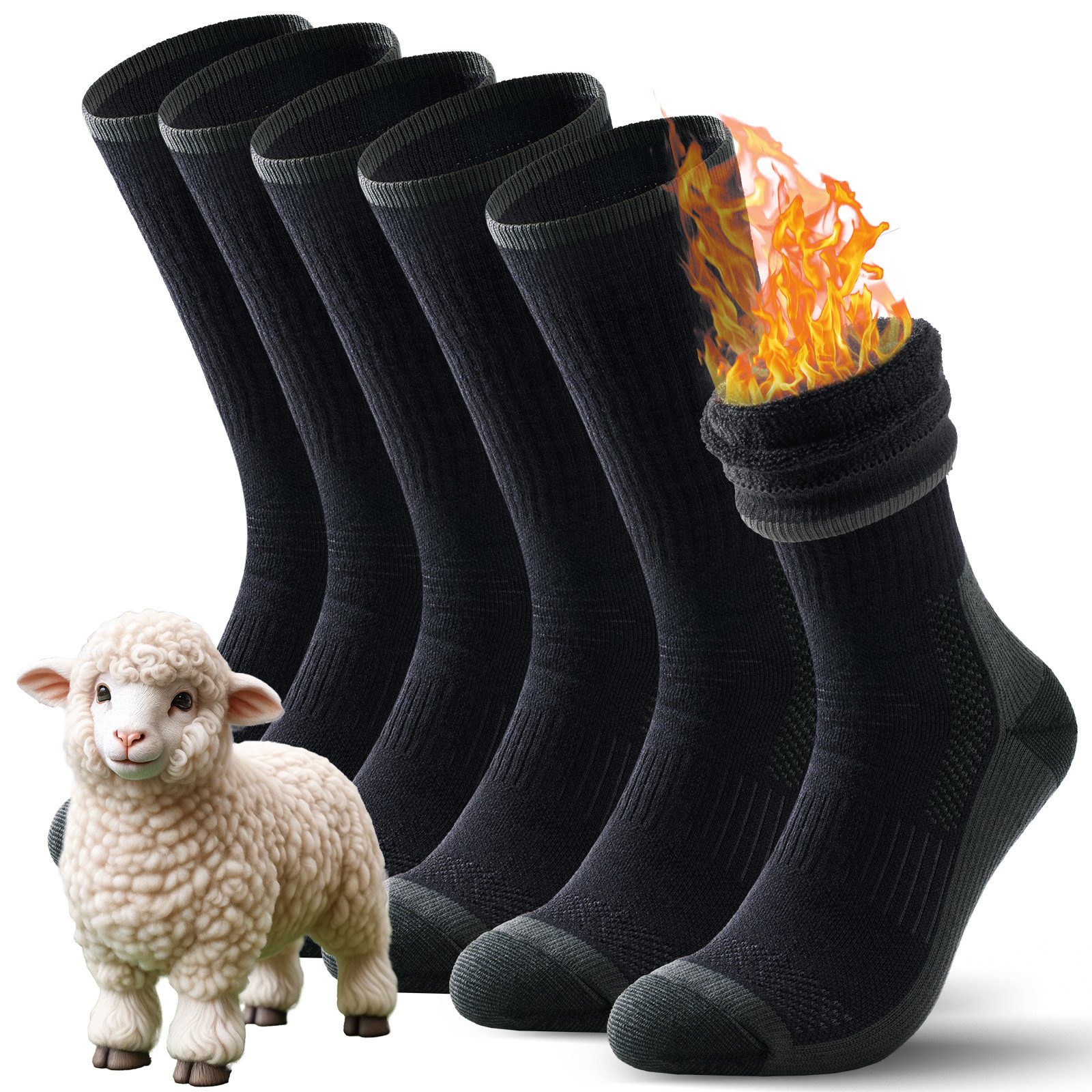 TANSTC Wandersocken Sportsocken Damen & Herren Merino Wolle Socken Basicsocken 3er Pack (Packung, 3 Paar Socken) Feuchtigkeitsregulierend, atmungsaktiv, temperaturregulierend