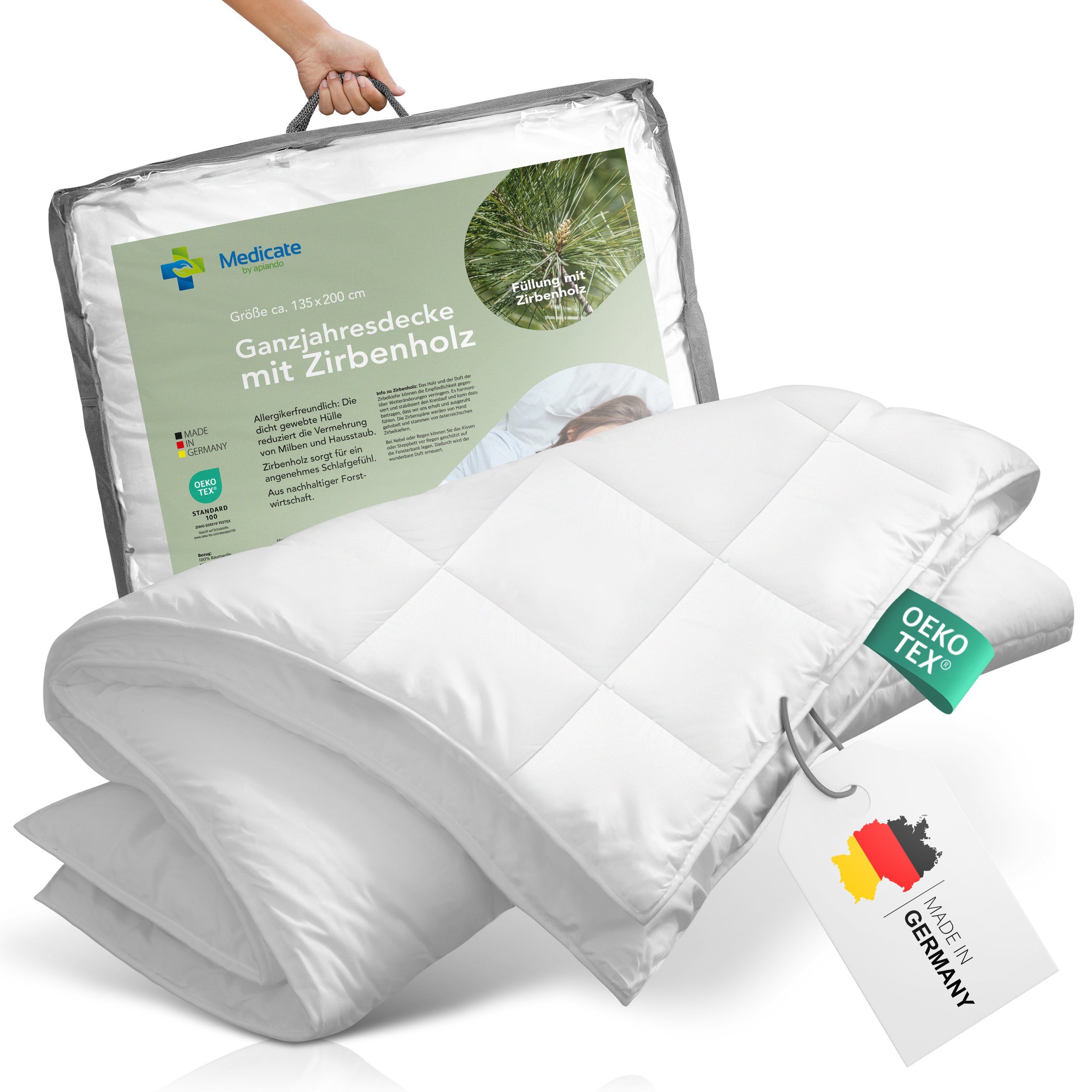 Medicate Naturfaserbettdecke Medicate Zirbe Feder Ganzjahresdecke 135x200 c günstig online kaufen