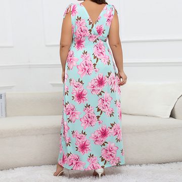 AFAZ New Trading UG Sommerrock Damen-Sommerkleid in Übergröße, bedruckter Straps-Langrock