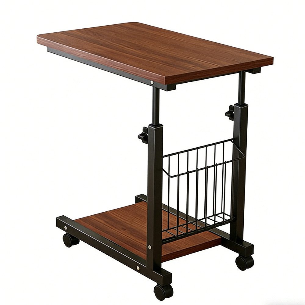 GLIESE Beistelltisch Höhenverstellbarer beistelltisch auf Rollen, 50x30 cm, mit 360° drehbarer Platte Mobiler beistelltisch für Sofa, Bett & Boden