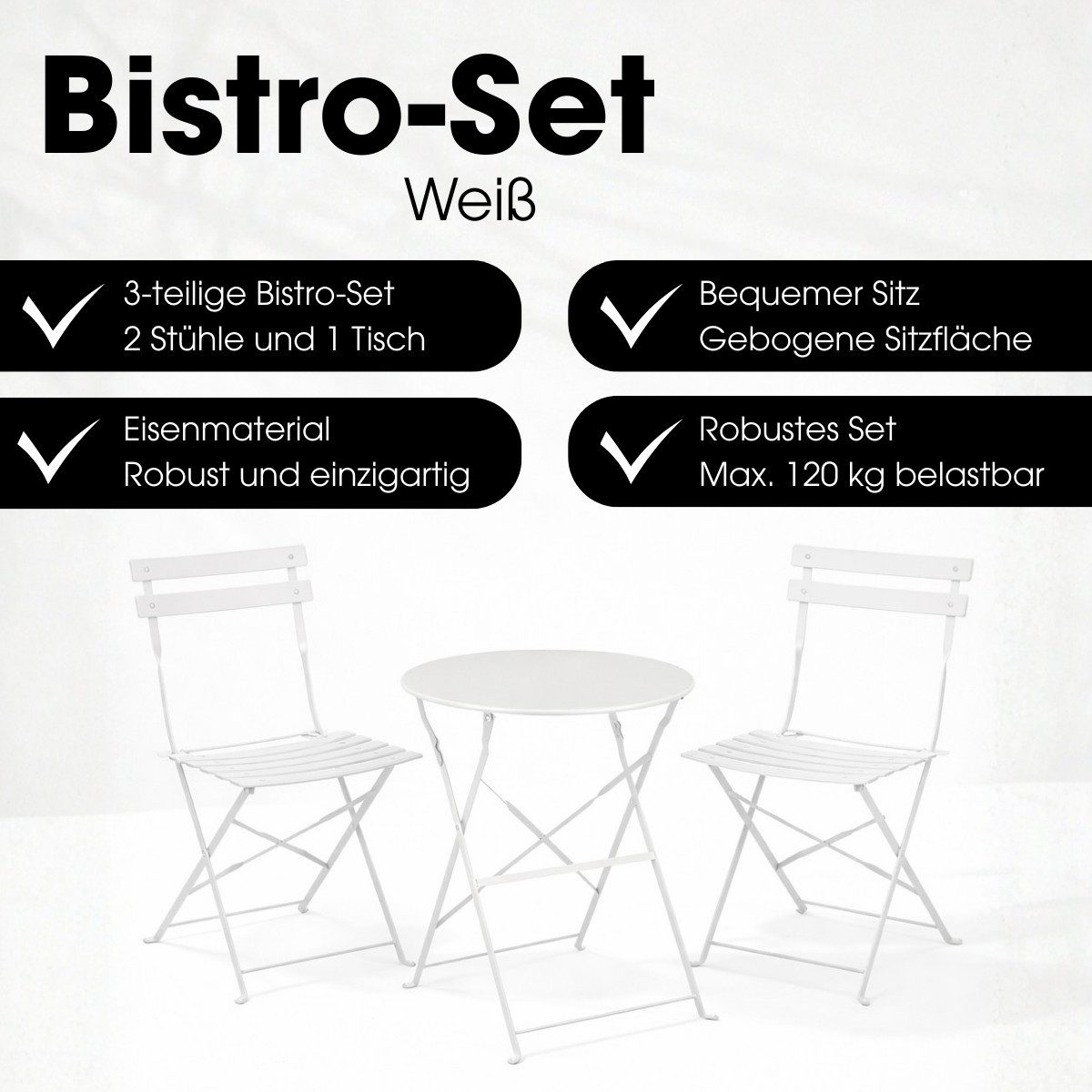 Mica Decorations Bistrotisch Mica Decorations Laurence Metall Bistroset – Weiß