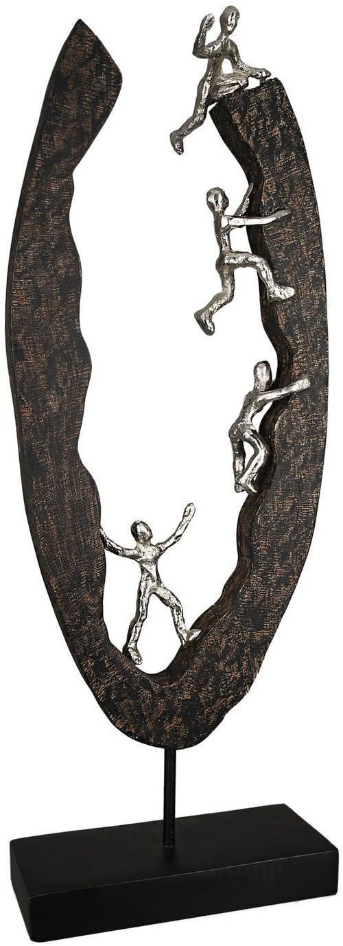Casablanca by Gilde Dekofigur Skulptur "Succeed" (1 St), Material-Mix aus Aluminium und Mangoholz