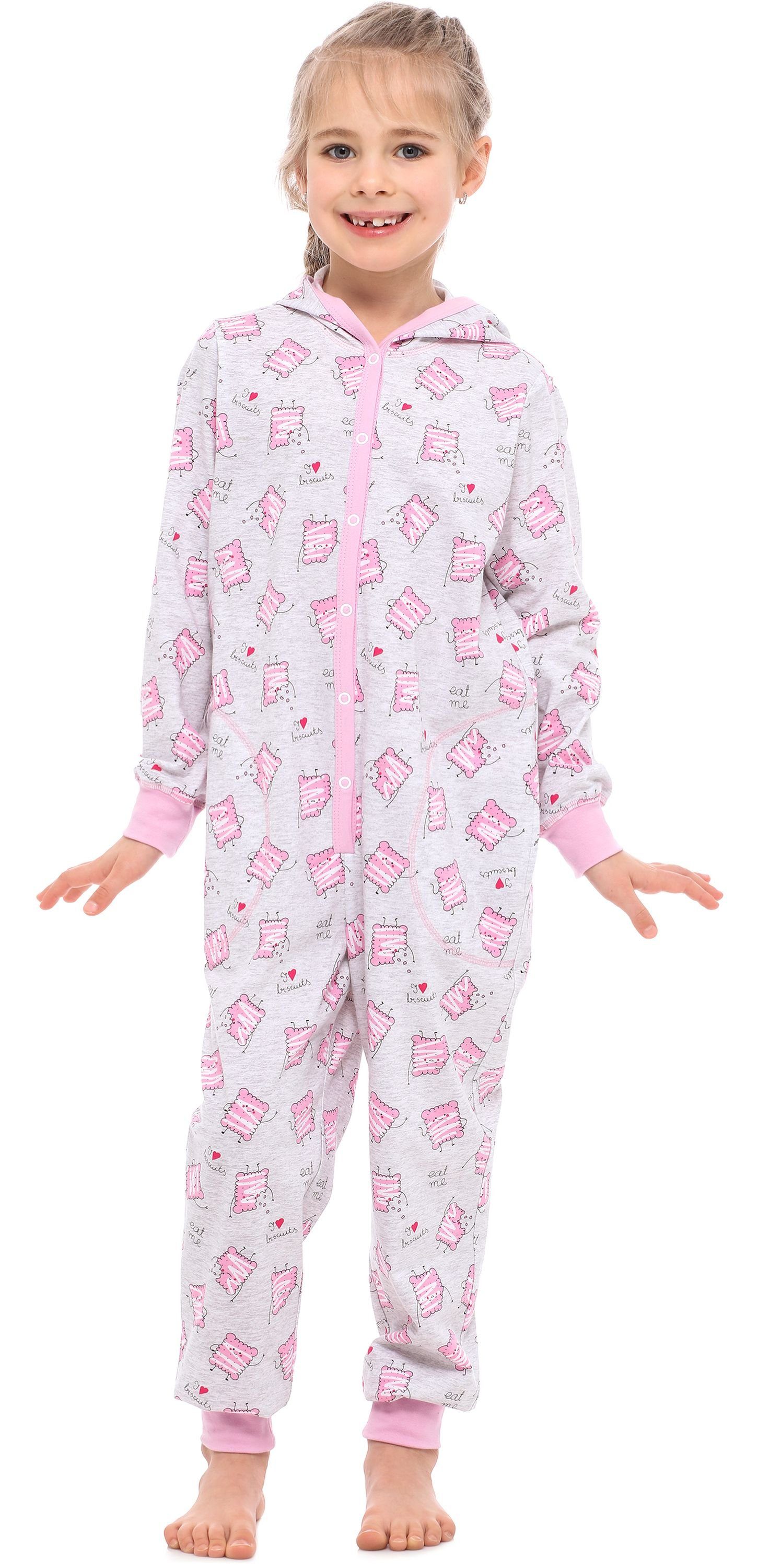 Merry Style Schlafanzug Mädchen Schlafoverall mit Kapuze MS10-223 Melange Kekse