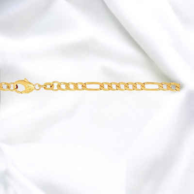 Joyes Boutique Armkette Edles Herren Goldarmband Figaro Diamantiert 3,4 mm 333 - 8 K 19 cm (Gold, JB)