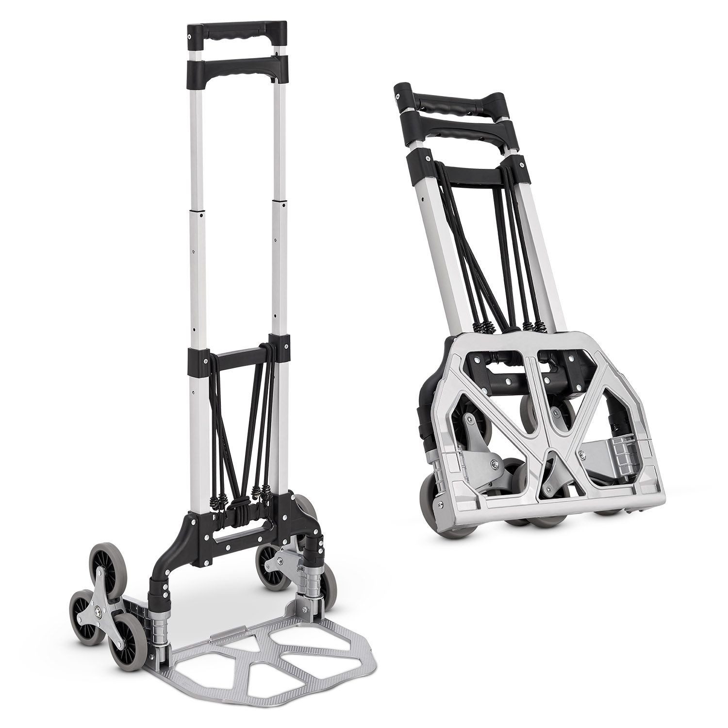 Juskys Treppensackkarre, Alu, bis 80 kg belastbar, klappbar, für Treppen, mit Seilen