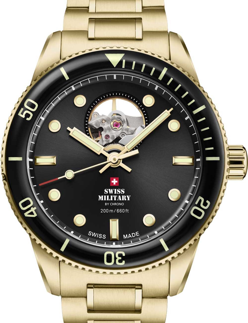 Automatikuhr Swiss Military SMA34106.14 Herrenuhr Open-Heart Taucheruhr Swiss Military SMA34106.14 Herrenuhr Open-Heart Taucheruhr