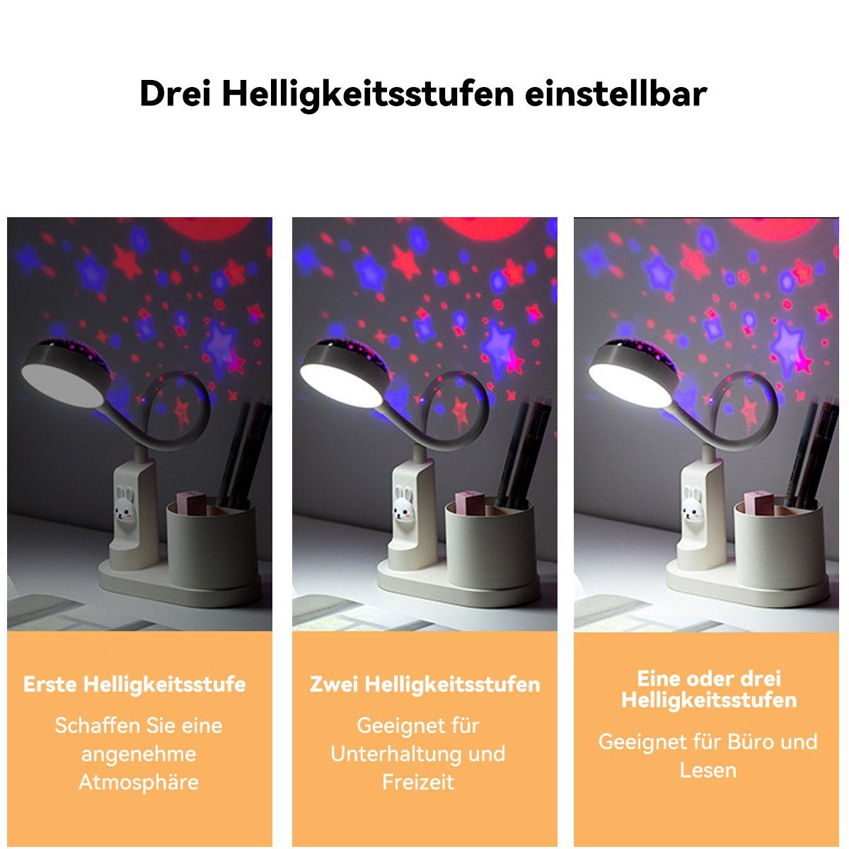 Projektion Schreibtischlampe dimmbare DOPWii Lichtmast verstellbarer Rosa LED-Stifthalterleuchte, LED