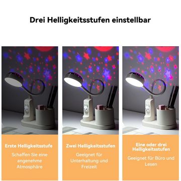 DOPWii LED Schreibtischlampe LED-Stifthalterleuchte, dimmbare Projektion verstellbarer Lichtmast