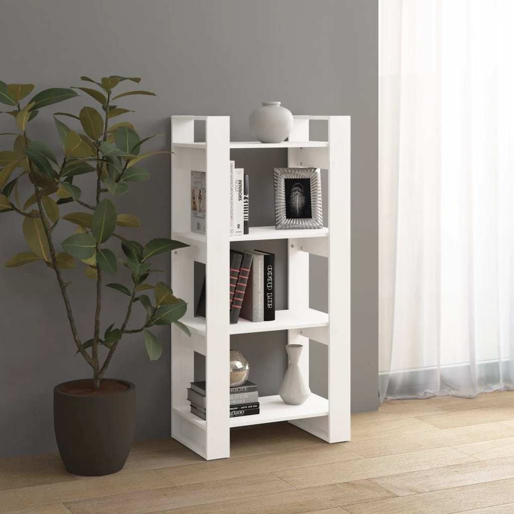 Massivholz 60x35x125 Bücherregal Bücherregal/Raumteiler cm furnicato Weiß