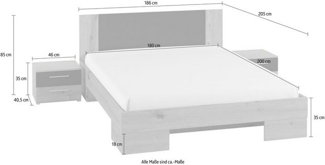 Helvetia Schlafzimmer-Set »Vera«, (3-St), beinhaltet 1 Bett und 2 Nachttische