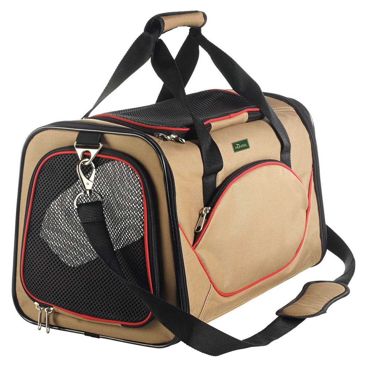 Hunter Tierbedarf Tiertransporttasche Tragetasche Kansas beige/rot