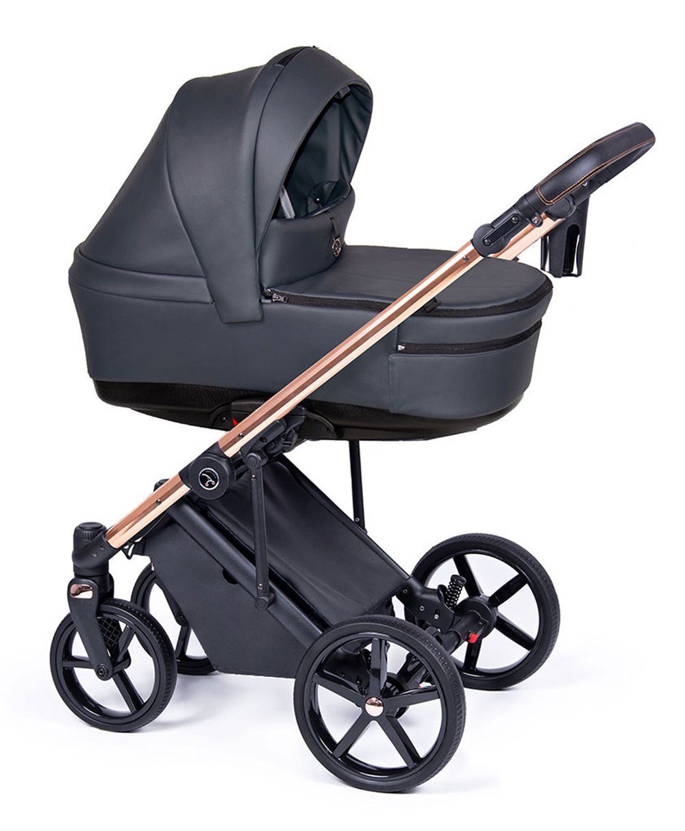 babies-on-wheels Kombi-Kinderwagen 3 in 1 Designs gold 21 Kinderwagen-Set Eco Gestell 15 Grafit - = Fado - Teile in