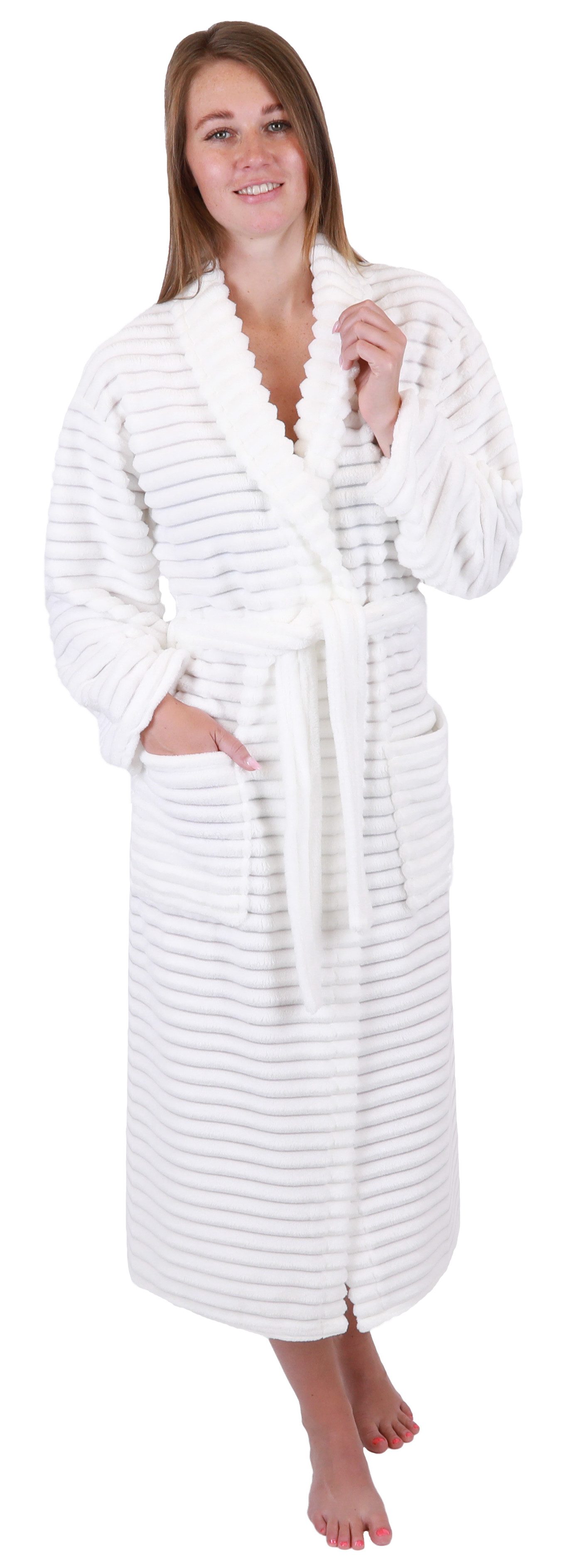 Betz Bademantel Bademantel BONN mit Schalkragen Microfaser Strukturplüsch, 100% Polyester, Schalkragen, Gurtel, mit Microfaser Strukturplüsch