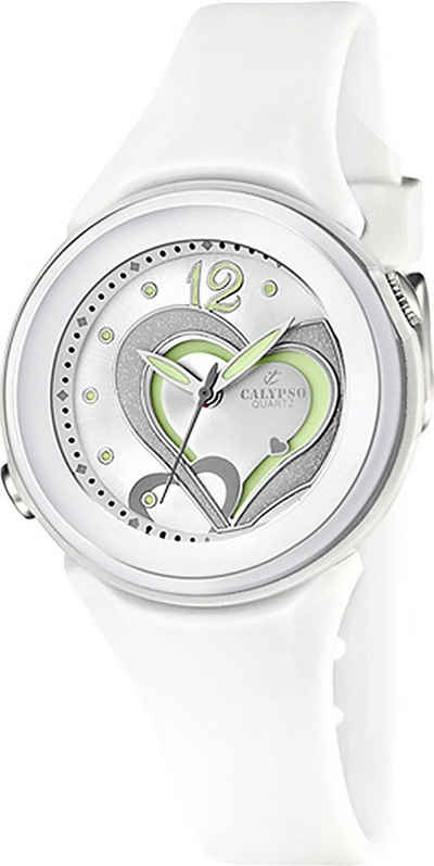 CALYPSO WATCHES Quarzuhr »UK5576/1 Calypso Damen Uhr K5576/1Kunststoffband«, (Armbanduhr), Damen Armbanduhr rund, PURarmband weiß, Fashion